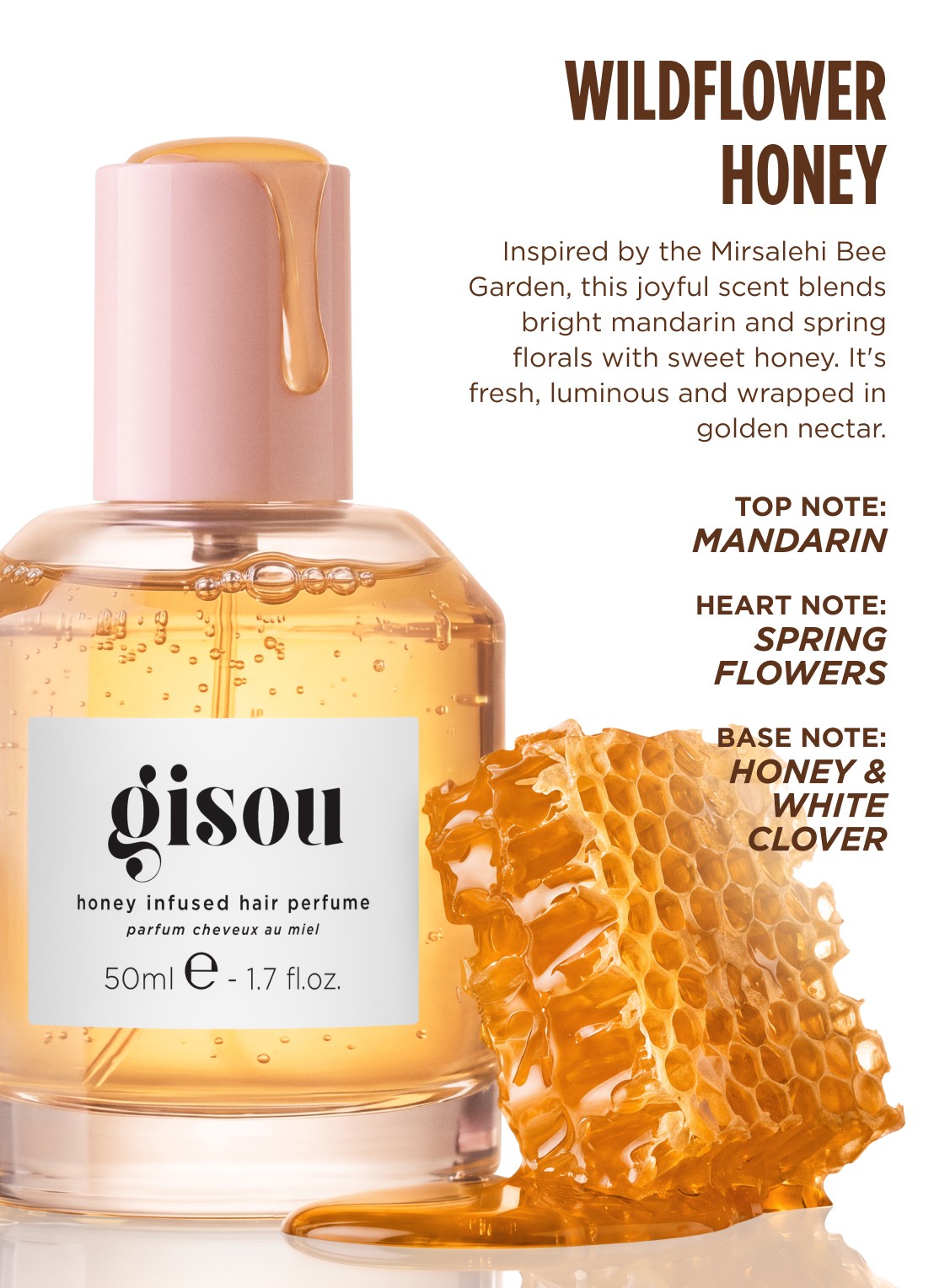 Gisou Honey Infused Hair Perfume - Haarparfum - achterkant wildflower honey