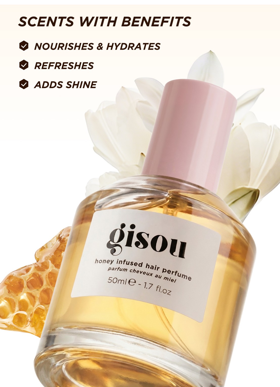 Gisou Honey Infused Hair Perfume - haarparfum - voorkant 2 wildflower honey