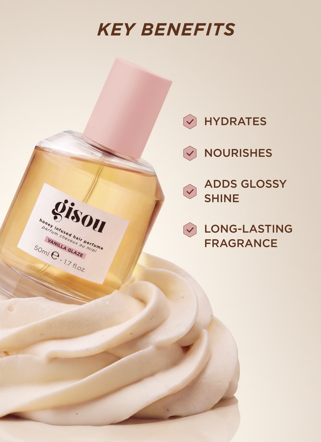 Gisou Honey Infused Hair Perfume - Haarparfum - detail 4 vanilla glaze