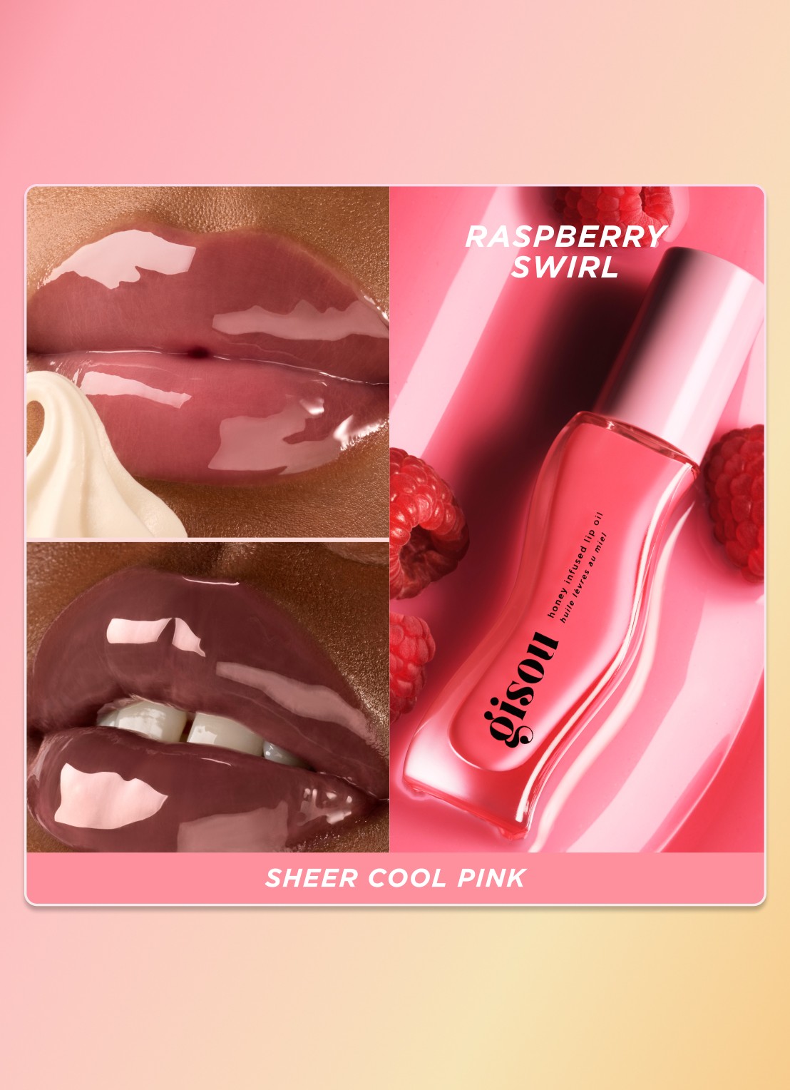 Gisou Honey Infused Lip Oil - lipolie - detail 3 raspberry swirl