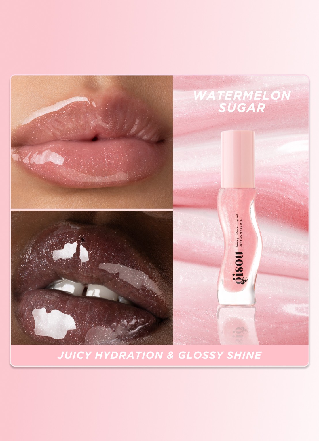 Gisou Honey Infused Lip Oil - lipolie - detail 3 watermelon