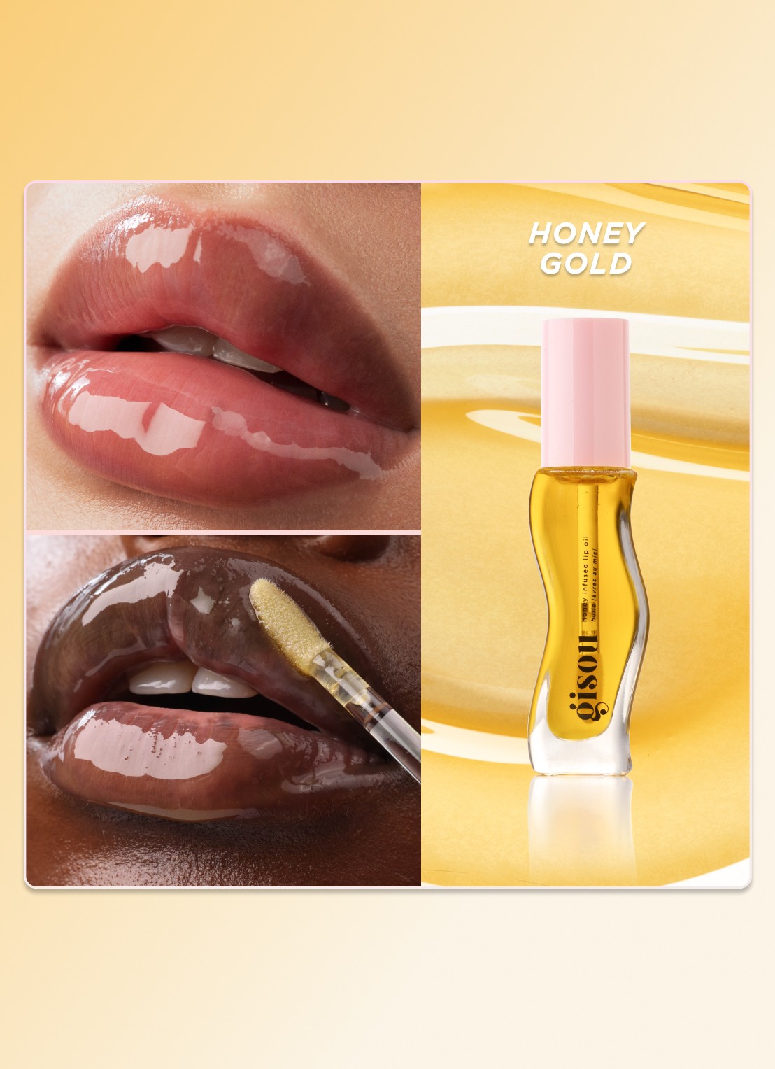 Gisou Honey Infused Lip Oil - lipolie - detail 3 honey gold