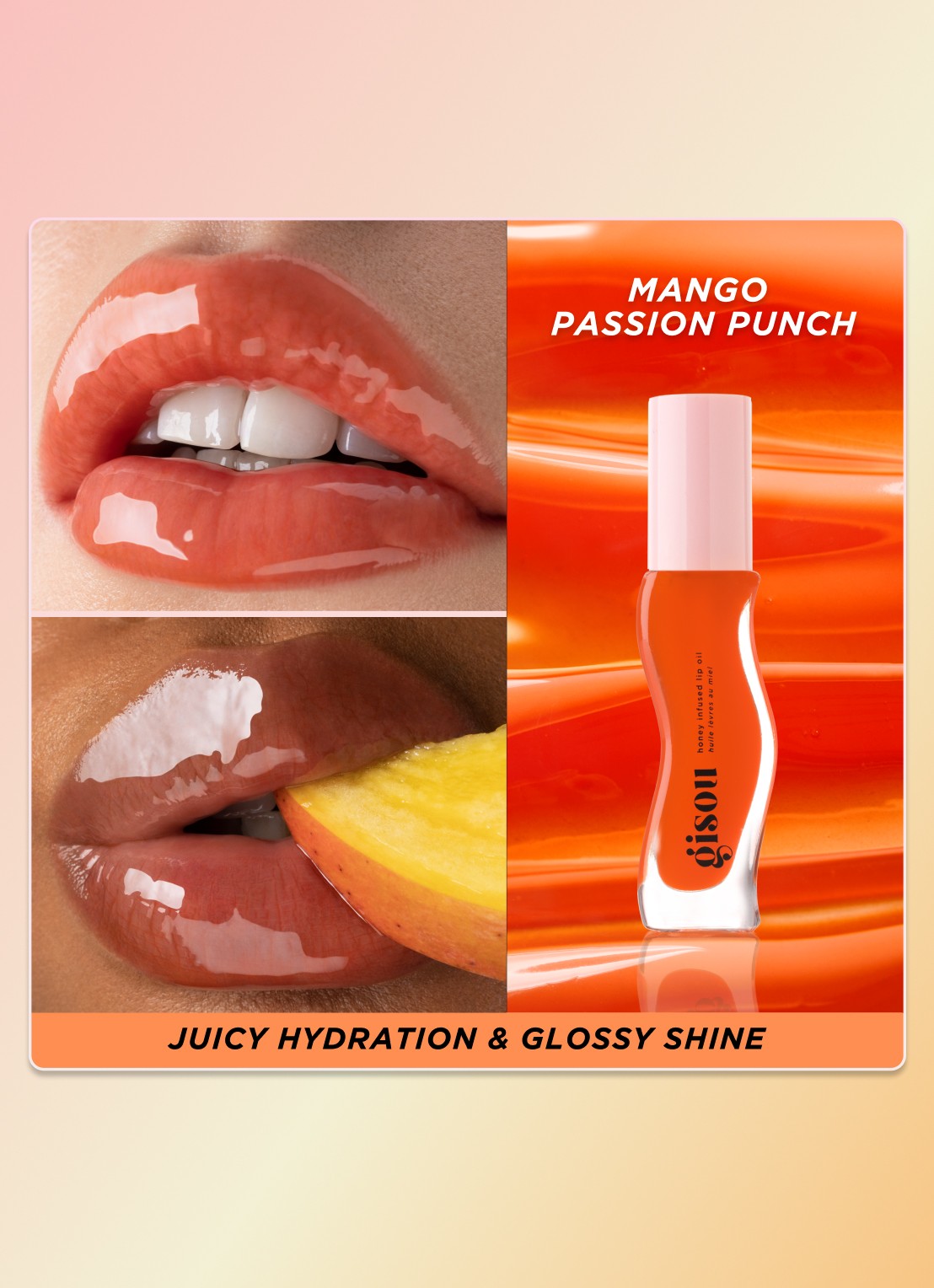 Gisou Honey Infused Lip Oil - lipolie - detail 2 mango