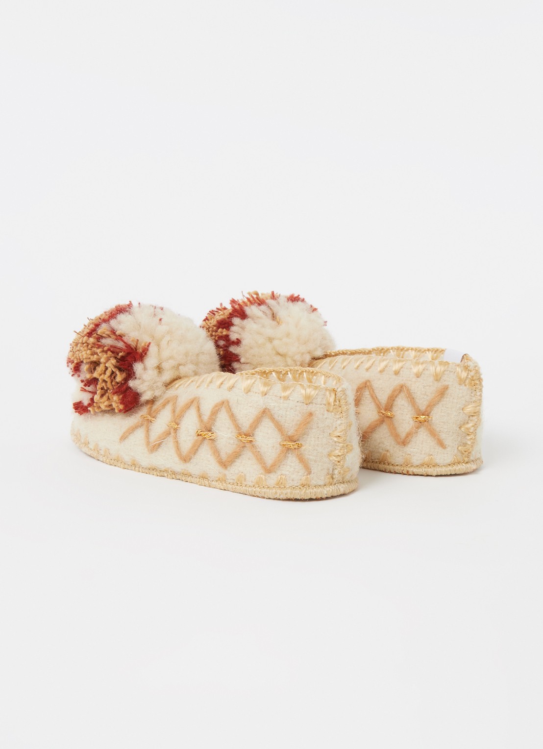 GIVE A PON Méli pantoffel van schapenwol - detail creme