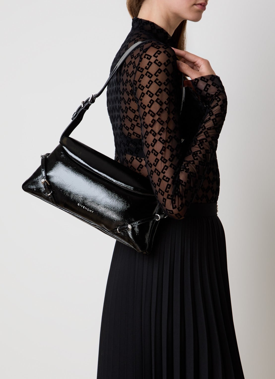 Givenchy 4G schoudertas van kalfsleer - voorkant 2 zwart