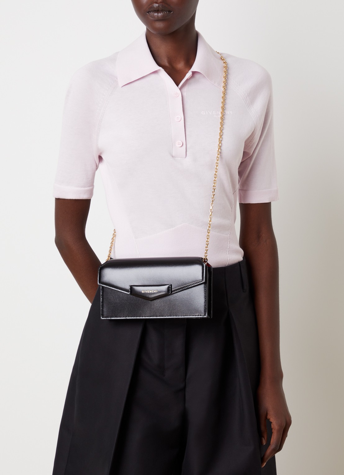 Givenchy Antigona clutch van kalfsleer met afneembare schouderriem - voorkant 2 zwart