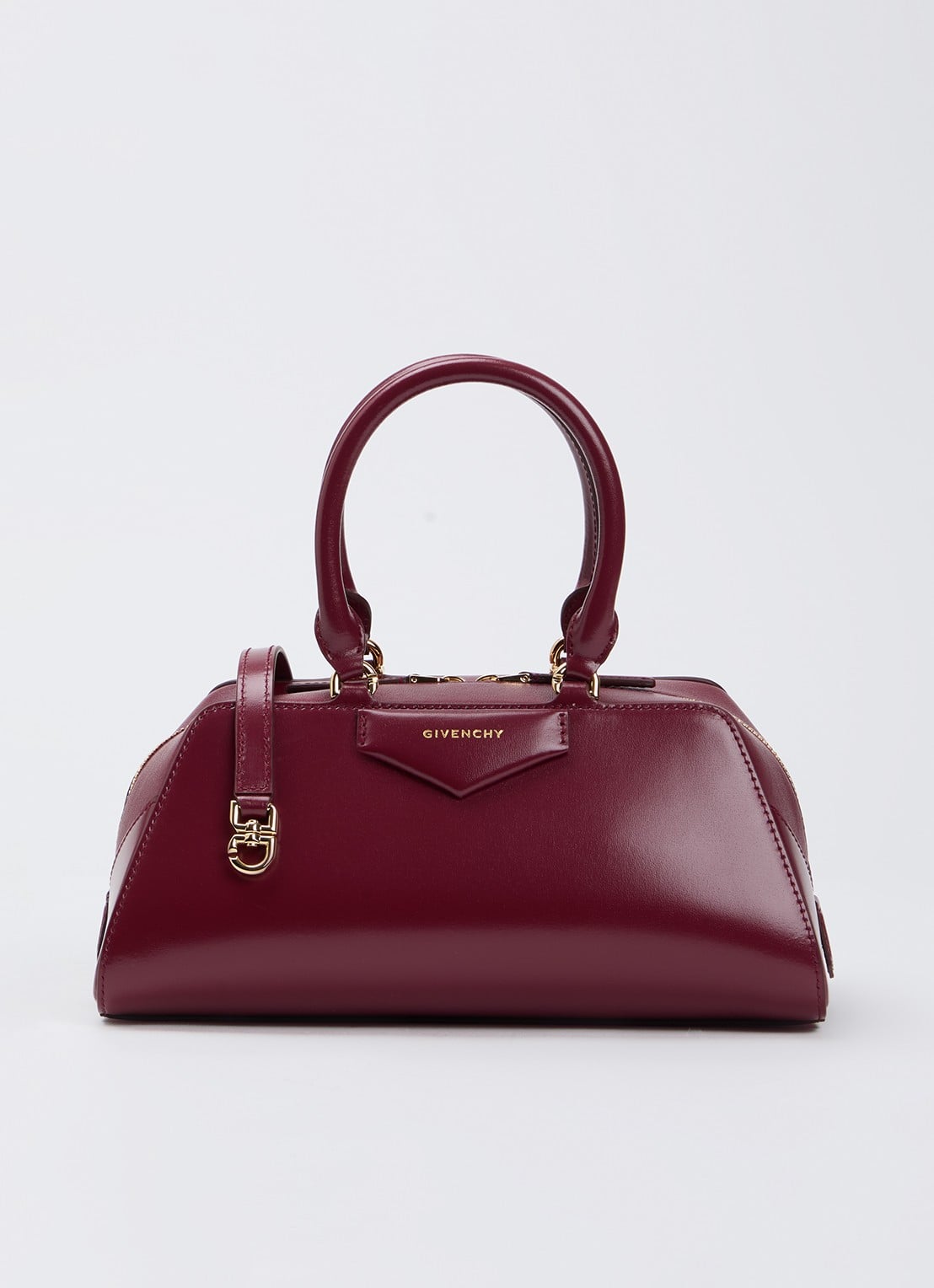 Givenchy Antigona East-West Mini handtas van kalfsleer met afneembare schouderriem - voorkant 5 bordeauxrood