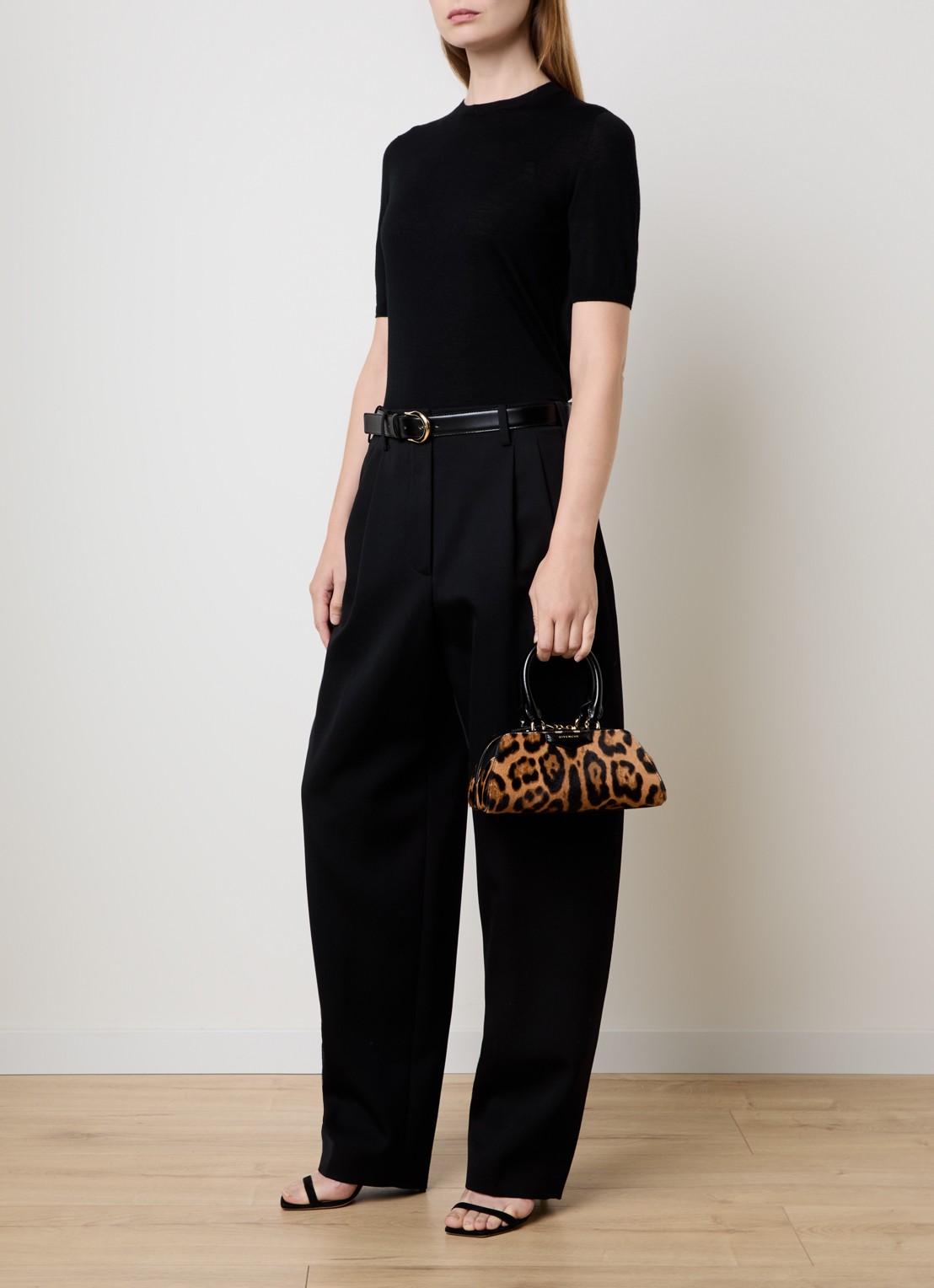 Givenchy Antigona handtas van kalfsleer met panterprint - voorkant 7 zwart