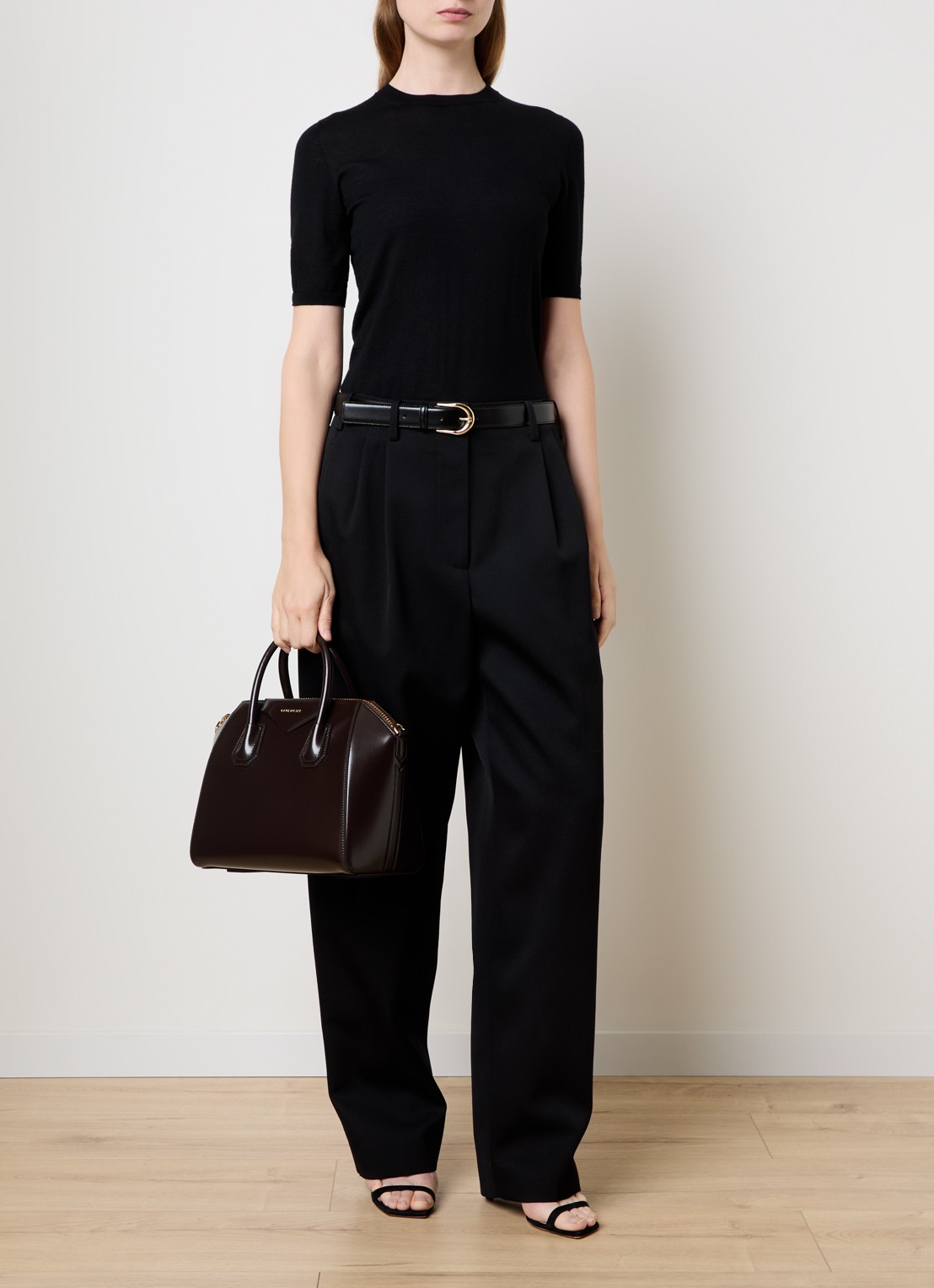 Givenchy Antigona handtas van leer met afneembare schouderriem - voorkant 7 chocoladebruin