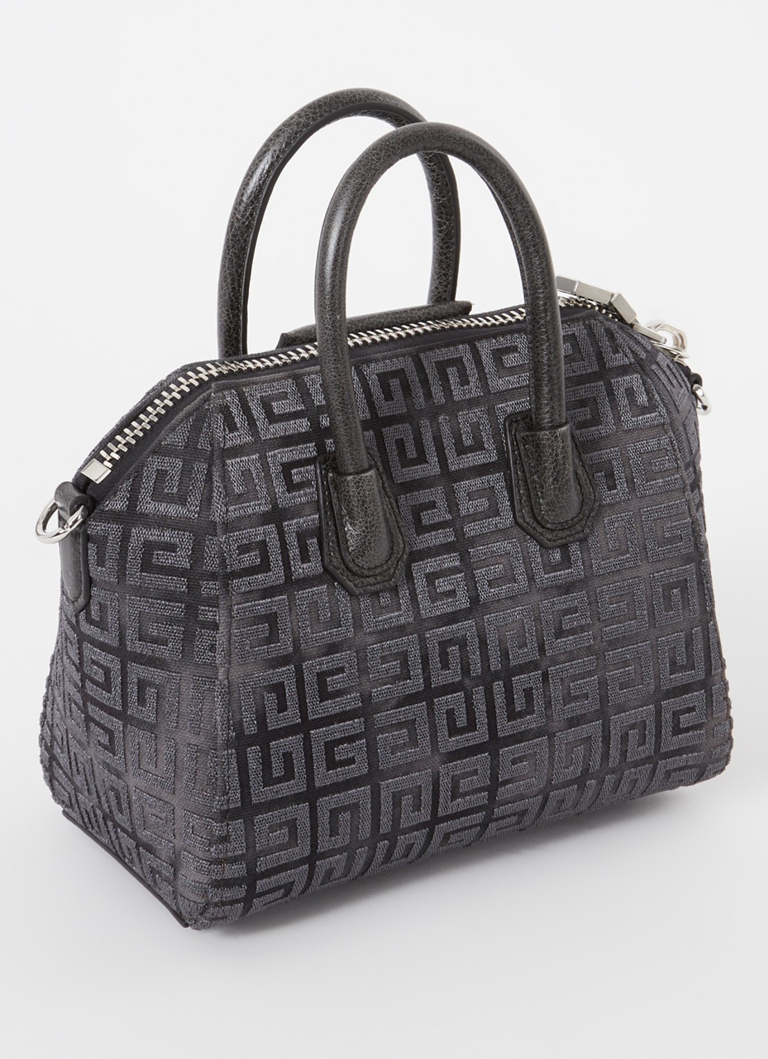 Givenchy Antigona Mini handtas van canvas met kalfsleren details - achterkant grijs