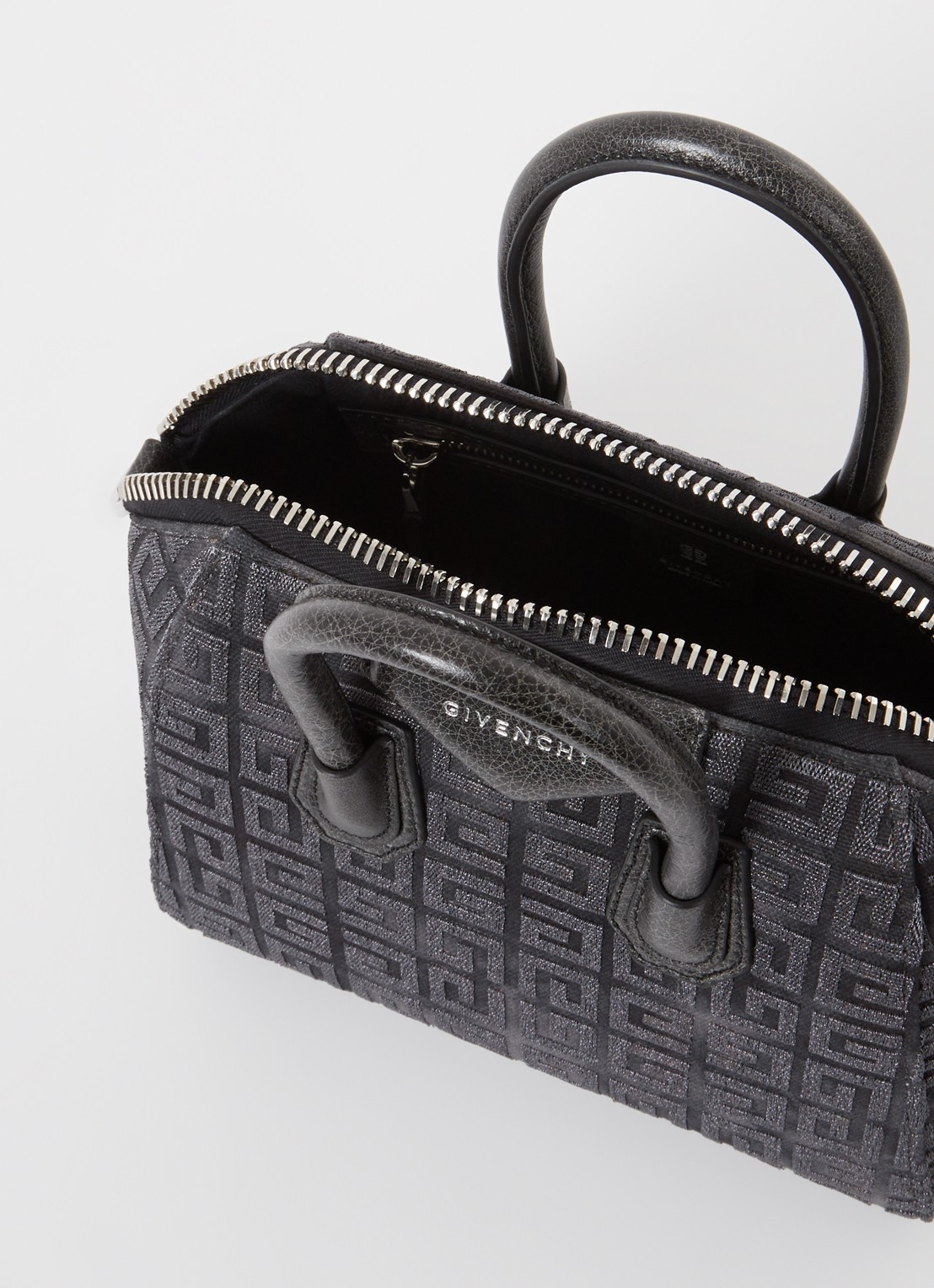 Givenchy Antigona Mini handtas van canvas met kalfsleren details - detail 2 grijs
