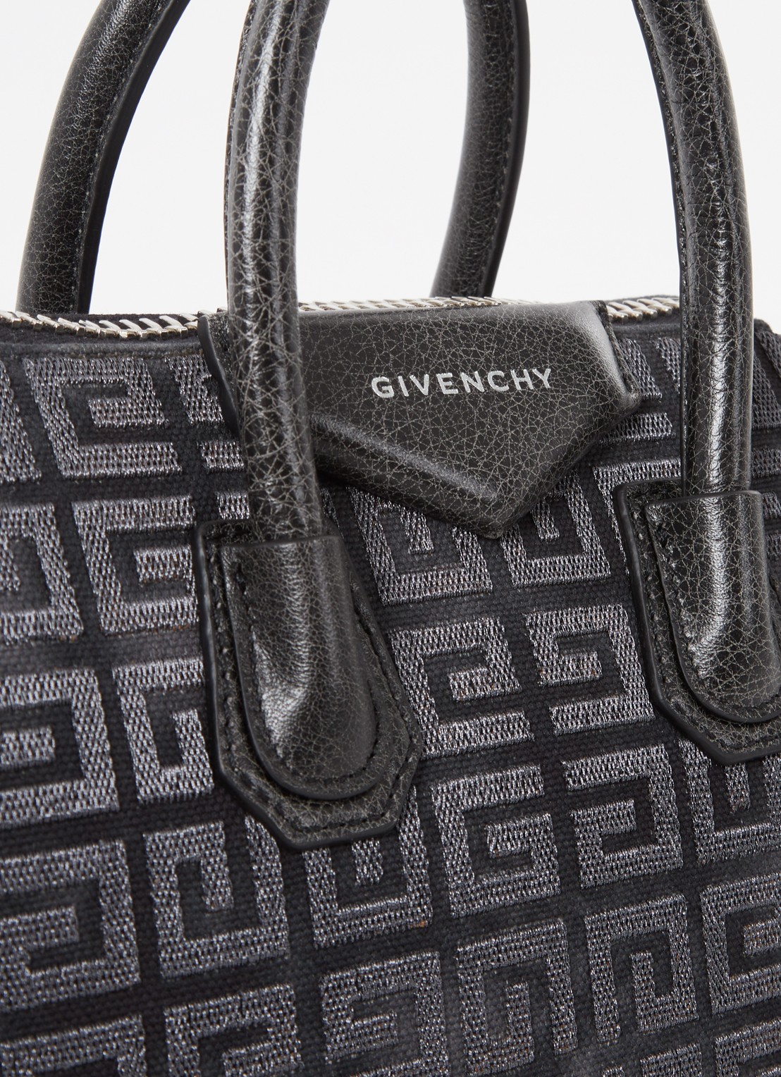 Givenchy Antigona Mini handtas van canvas met kalfsleren details - detail 4 grijs