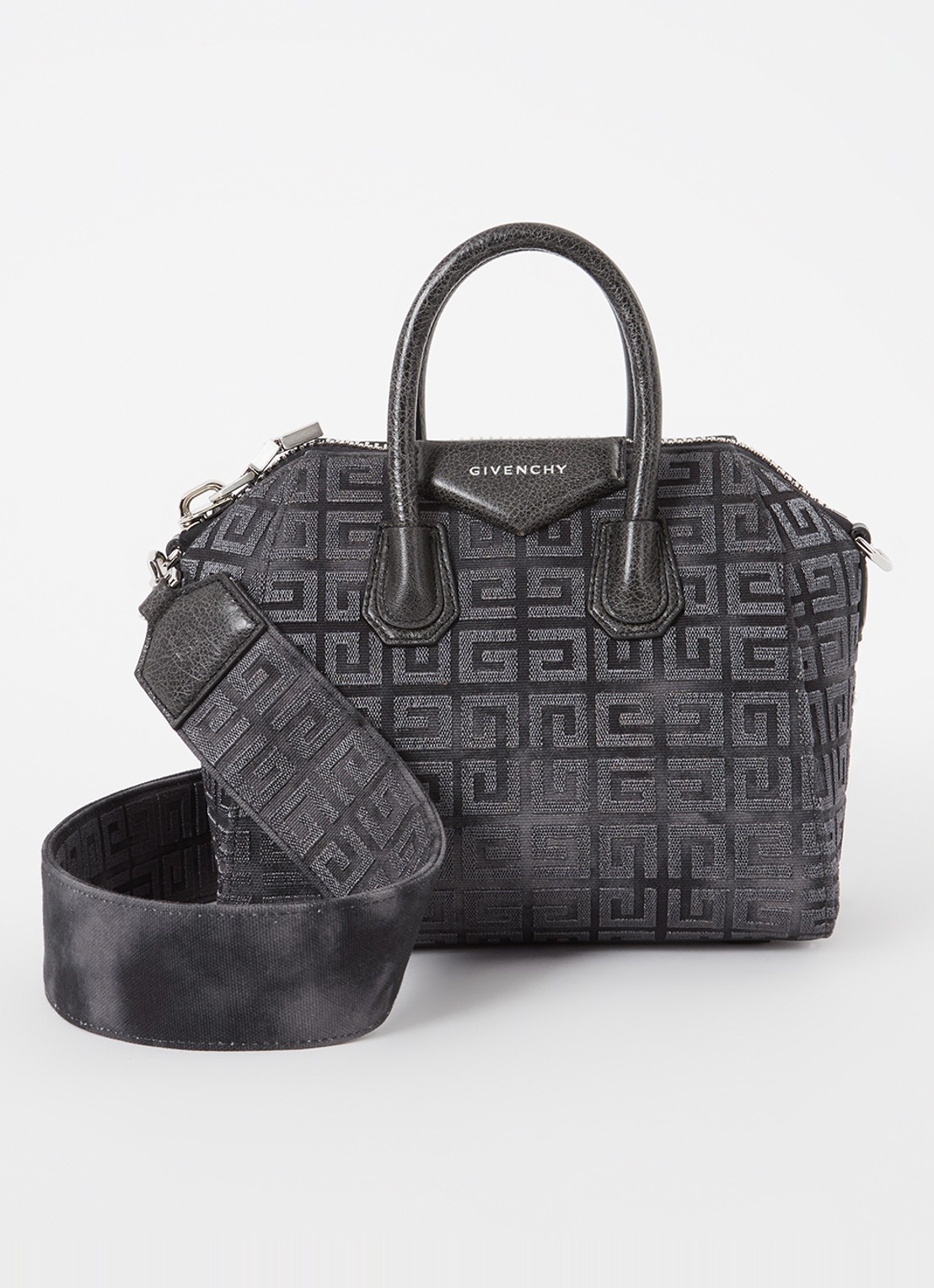 Givenchy Antigona Mini handtas van canvas met kalfsleren details - voorkant 5 grijs