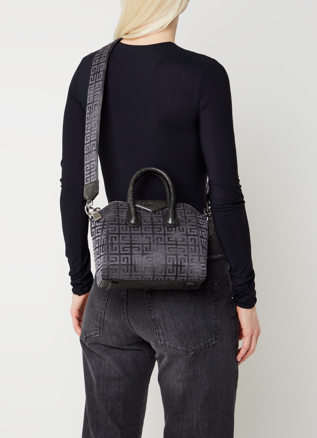 Givenchy Antigona Mini handtas van canvas met kalfsleren details - voorkant 7 grijs