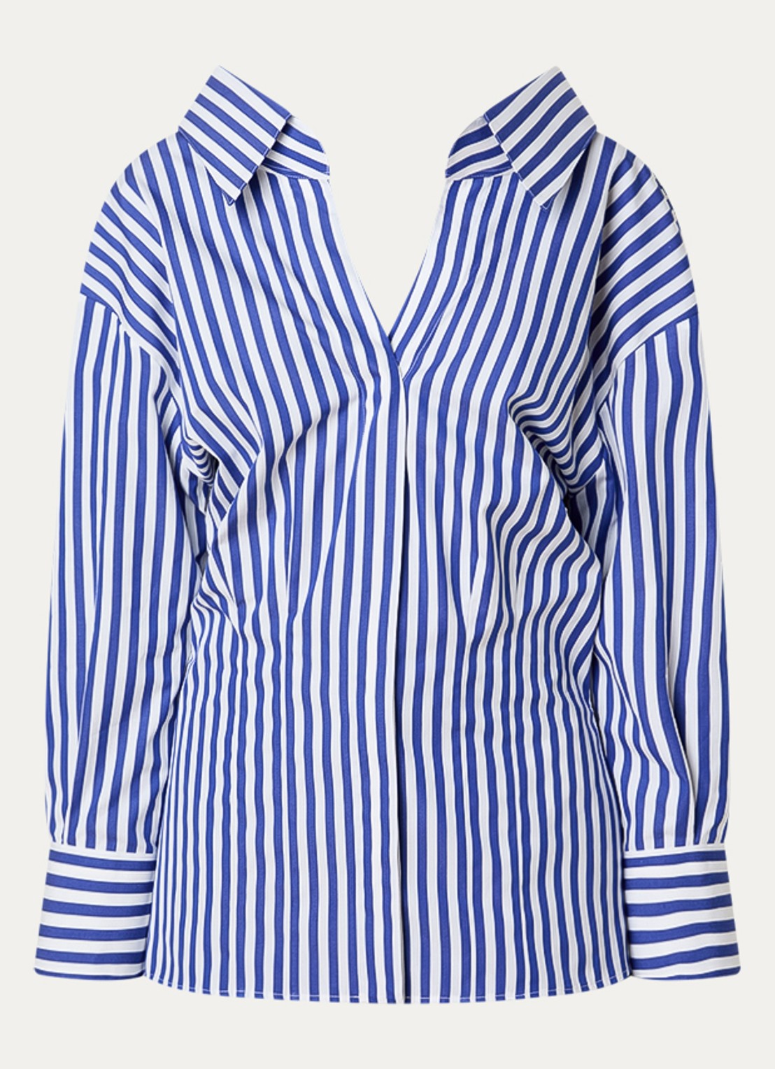 Givenchy Blouse met streepprint en rugdecolleté - voorkant donkerblauw