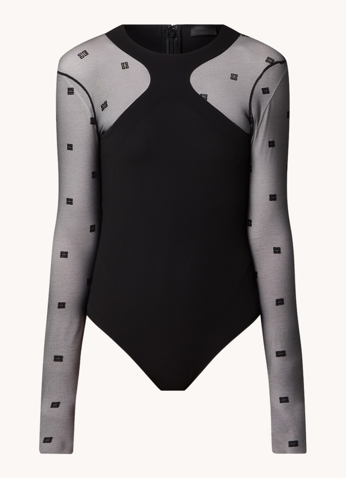 Givenchy Body van mesh met flock logoprint - voorkant 4 zwart