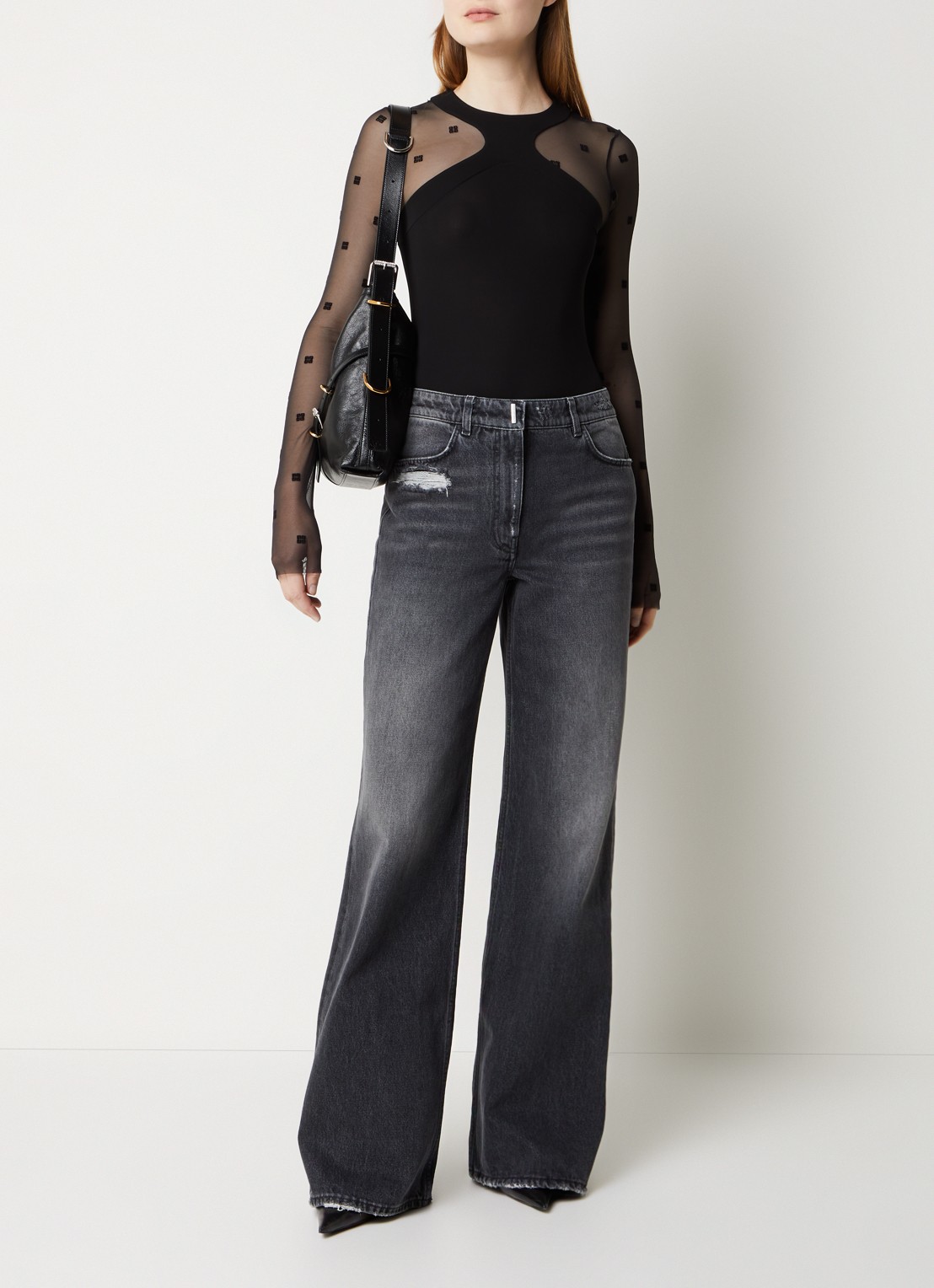 Givenchy Body van mesh met flock logoprint - voorkant 5 zwart