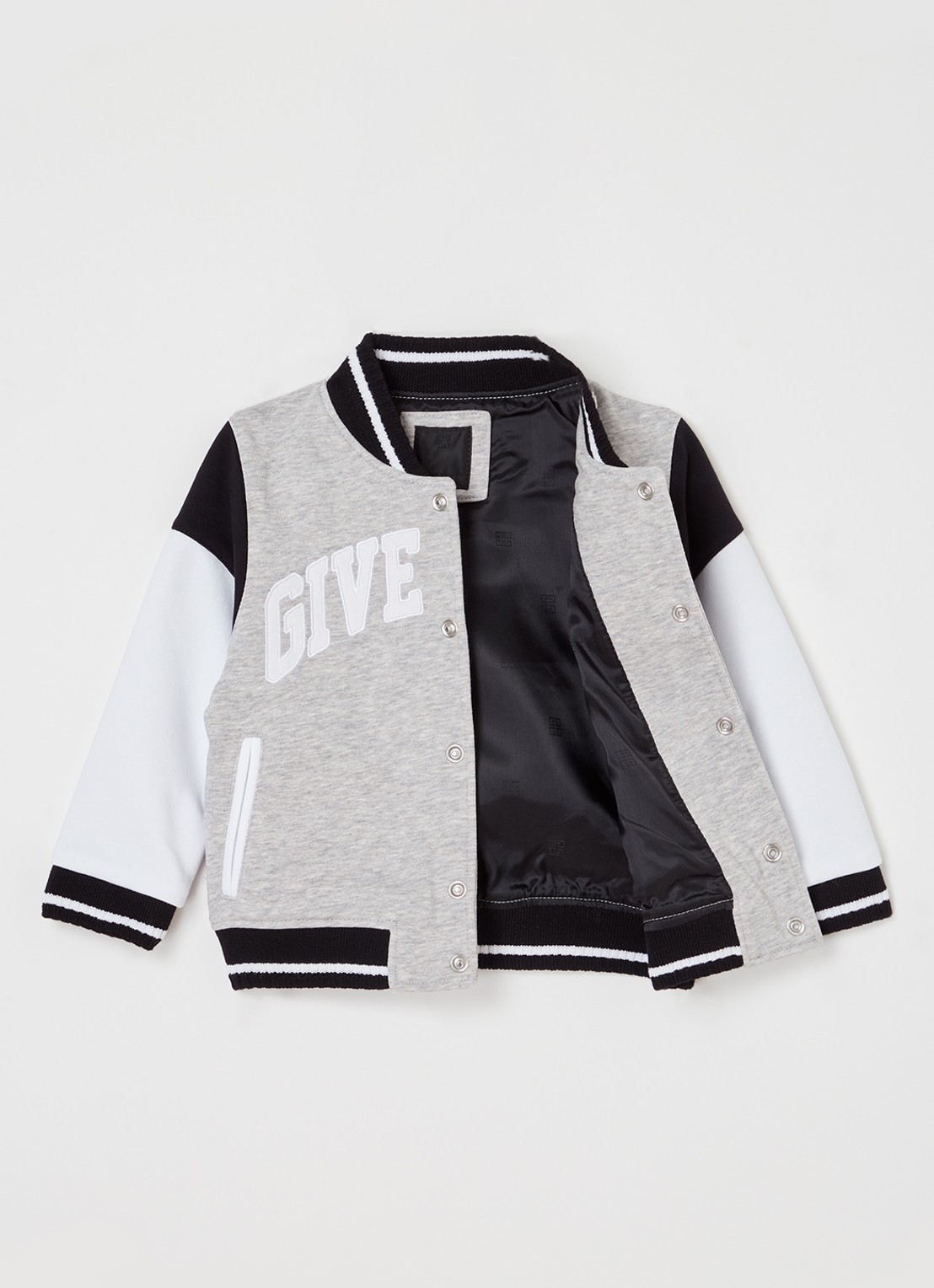 Givenchy Bomberjack met logoborduring - voorkant 3 grijsmele