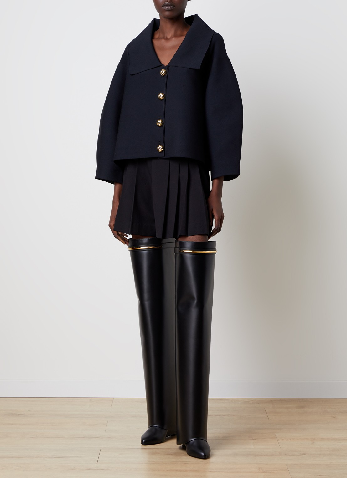 Givenchy Cocoon jack met ballonmouw - voorkant 6 zwart