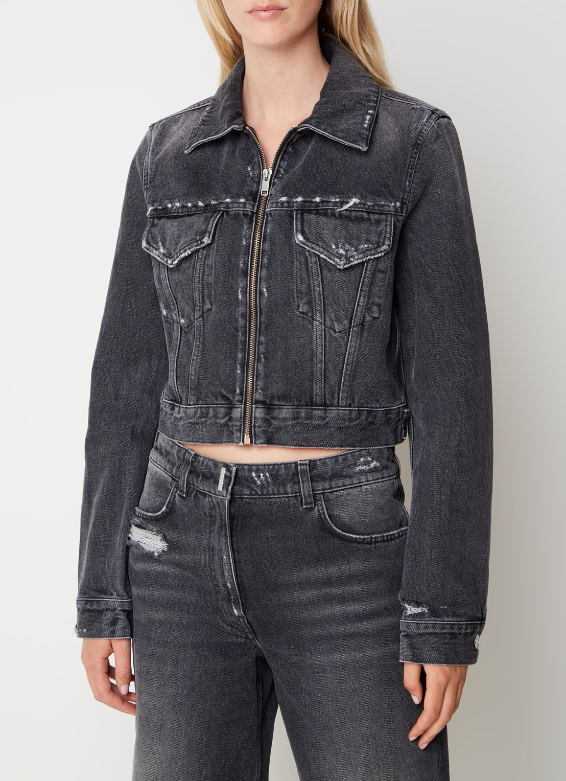 Givenchy Cropped spijkerjas met borstzakken - detail 2 zwart