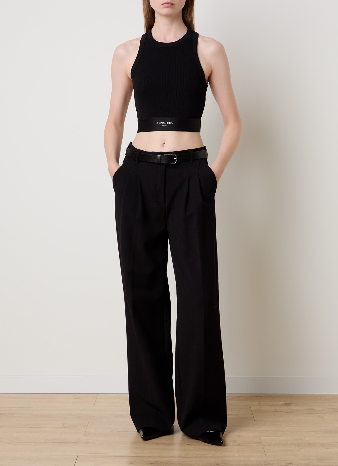 Givenchy Cropped tanktop met logoband - voorkant 2 zwart