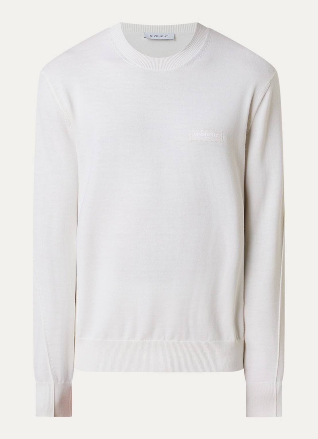 Givenchy Fijngebreide pullover met logoborduring - voorkant gebroken wit