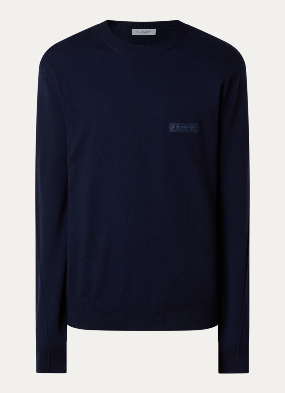 Givenchy Fijngebreide pullover met logoborduring - voorkant 3 donkerblauw