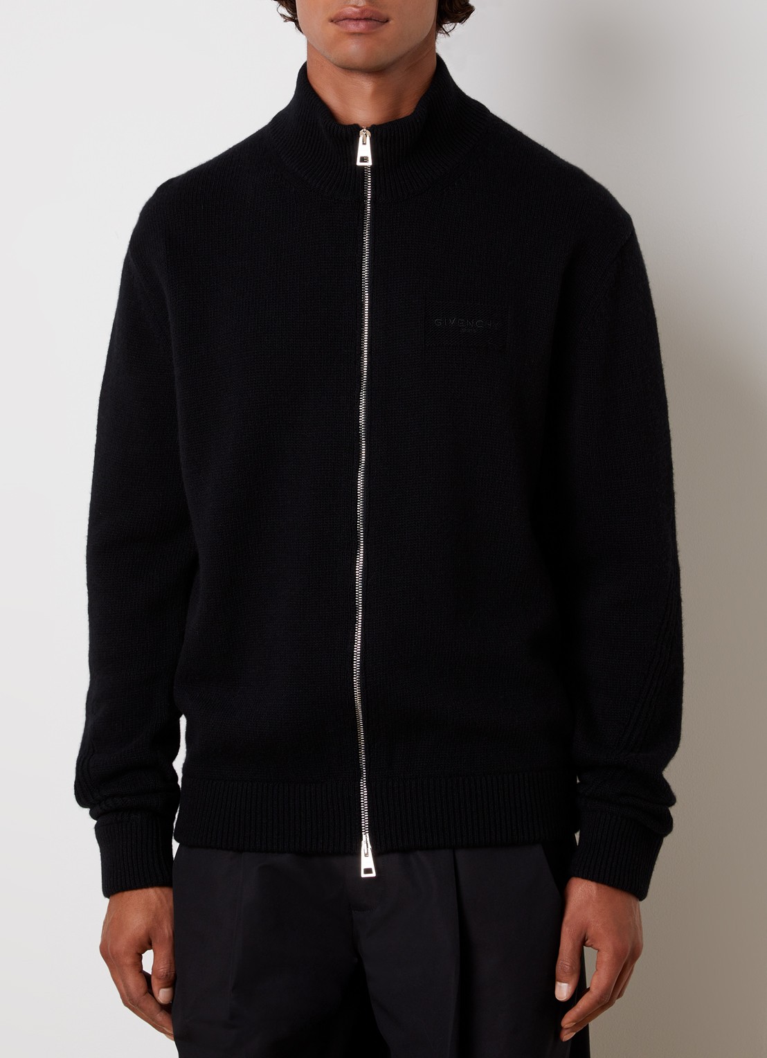 Givenchy Grofgebreid vest in kasjmierblend met logo - detail 2 zwart