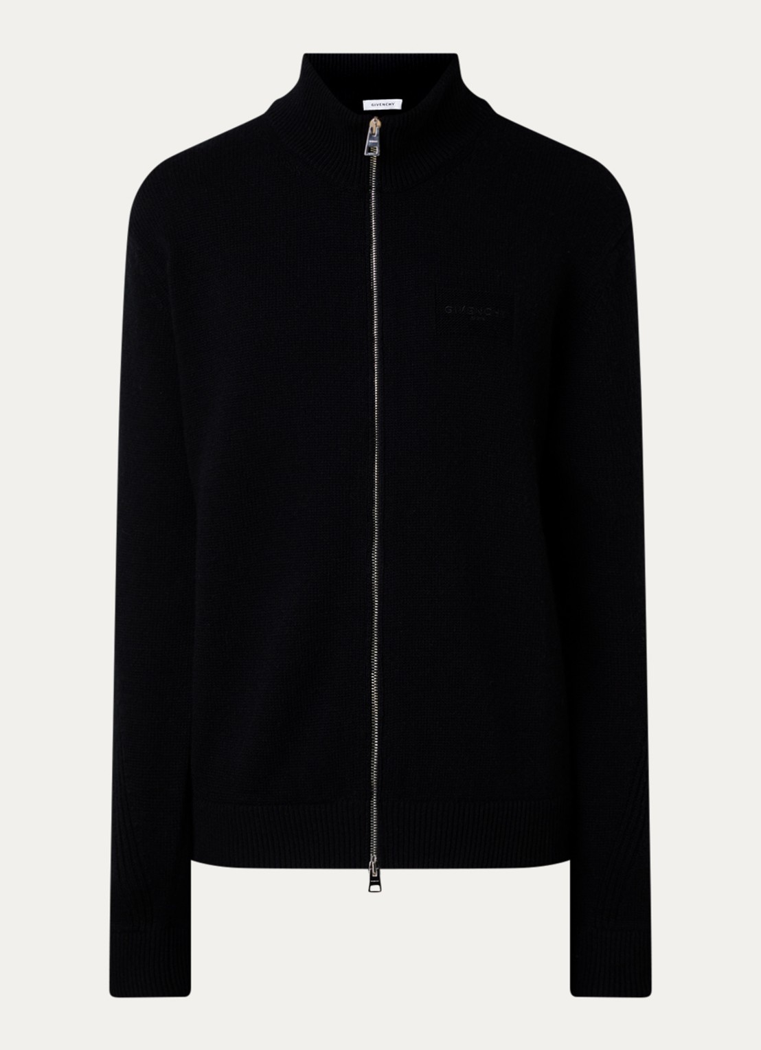 Givenchy Grofgebreid vest in kasjmierblend met logo - voorkant zwart