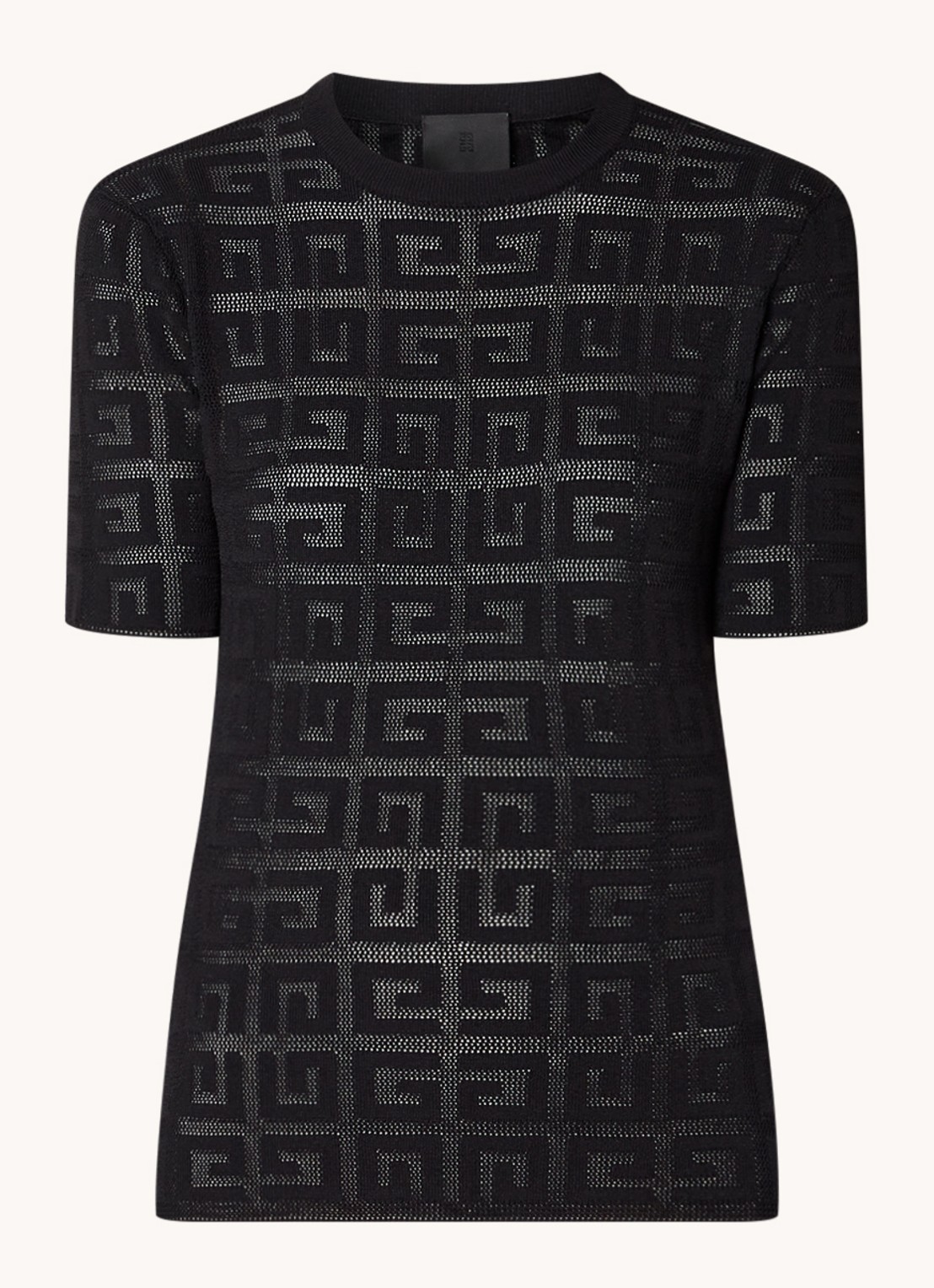 Givenchy Grofgebreide top met ingebreid logo - voorkant zwart