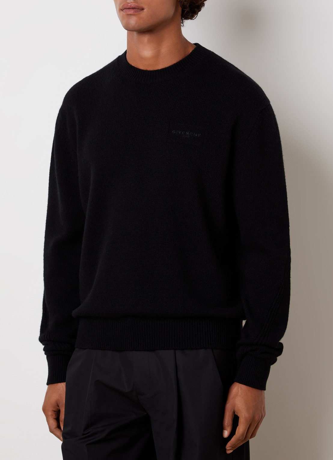 Givenchy Grofgebreide trui in kasjmierblend met logo - detail 2 zwart