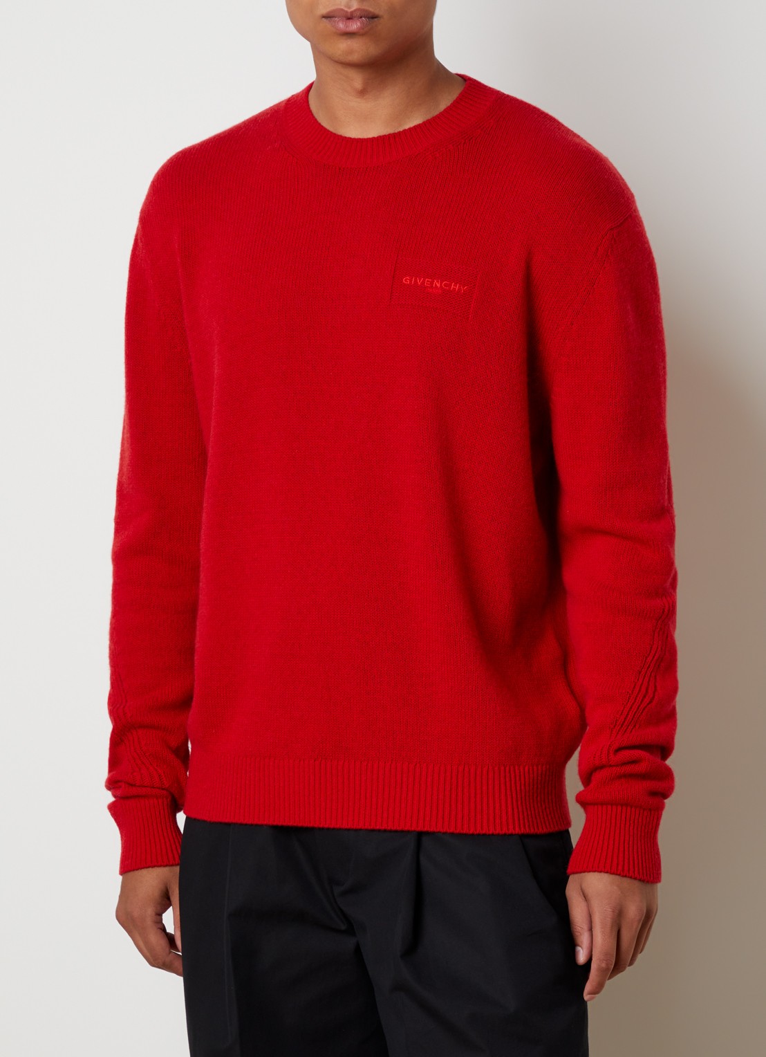 Givenchy Grofgebreide trui in kasjmierblend met logo - detail 2 rood