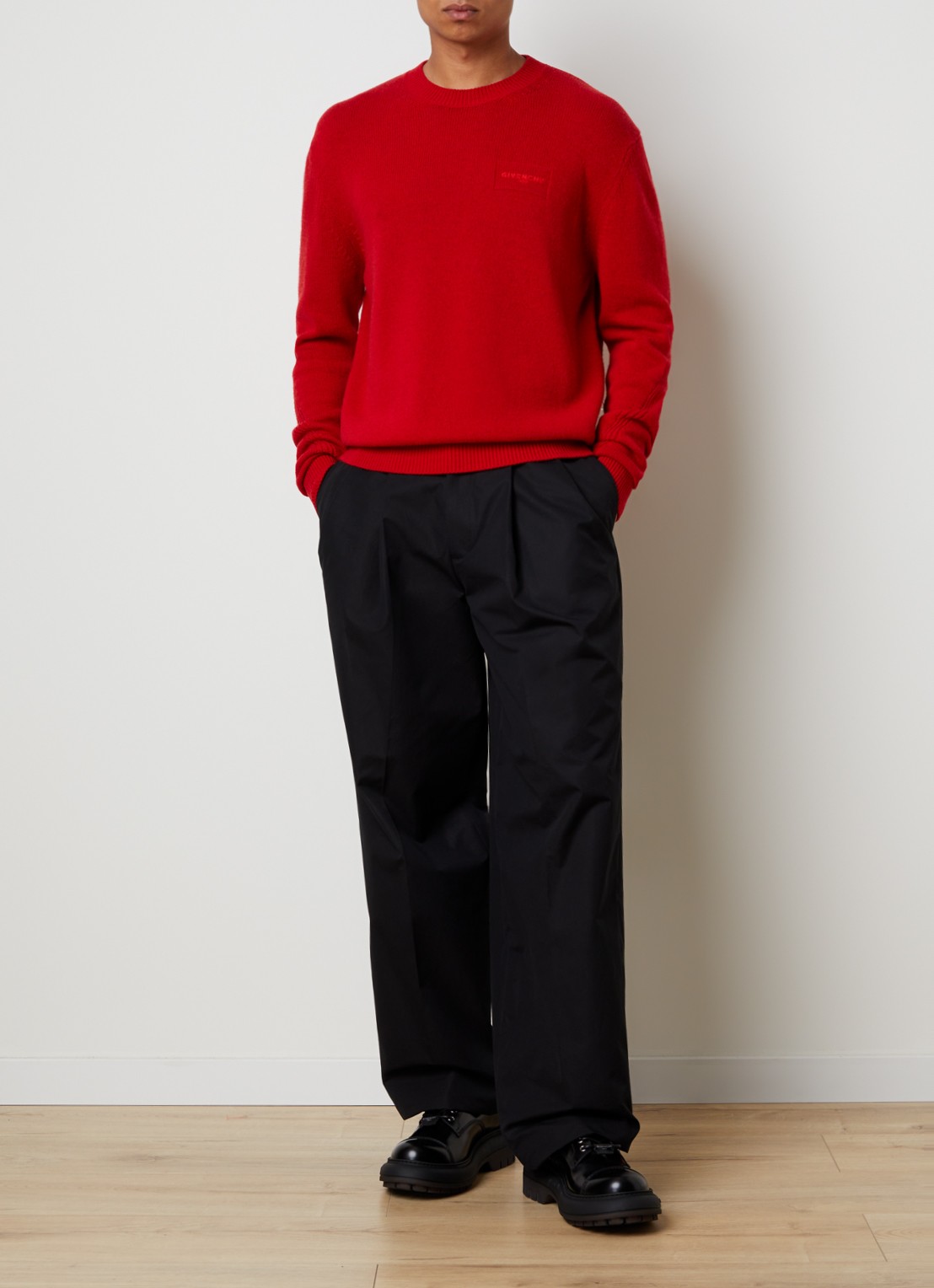 Givenchy Grofgebreide trui in kasjmierblend met logo - voorkant 5 rood