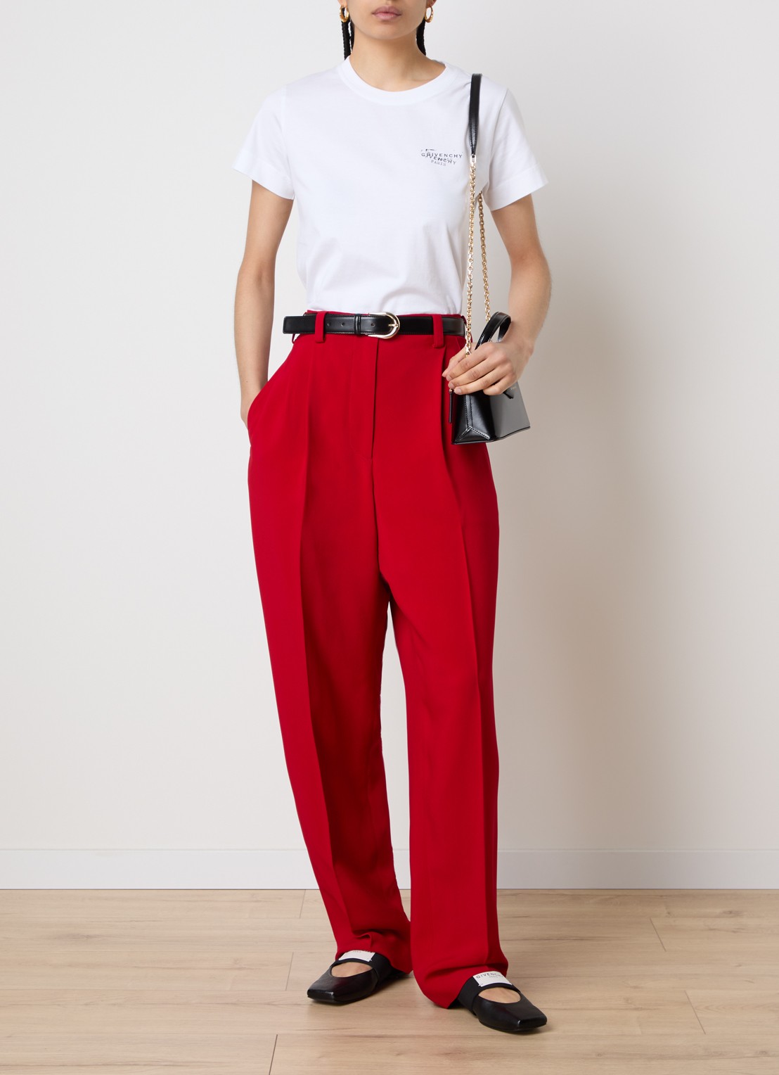 Givenchy High waist straight fit pantalon met steekzakken - voorkant 5 rood