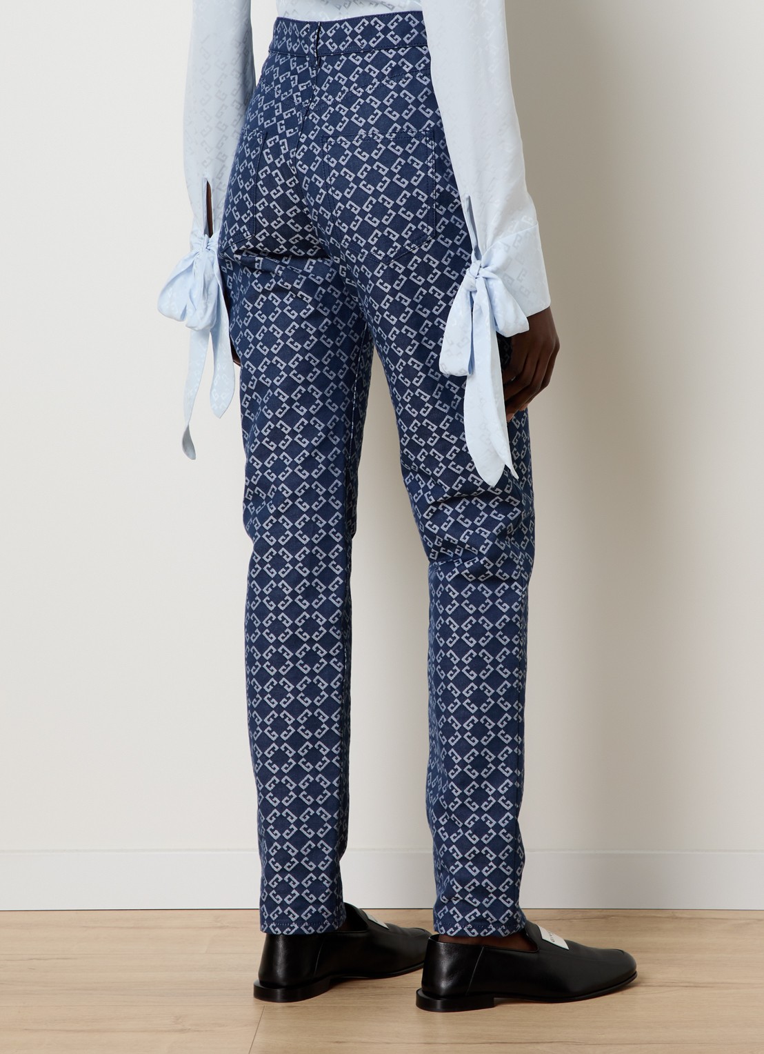 Givenchy High waist straight leg jeans met logoprint - achterkant 5 indigo