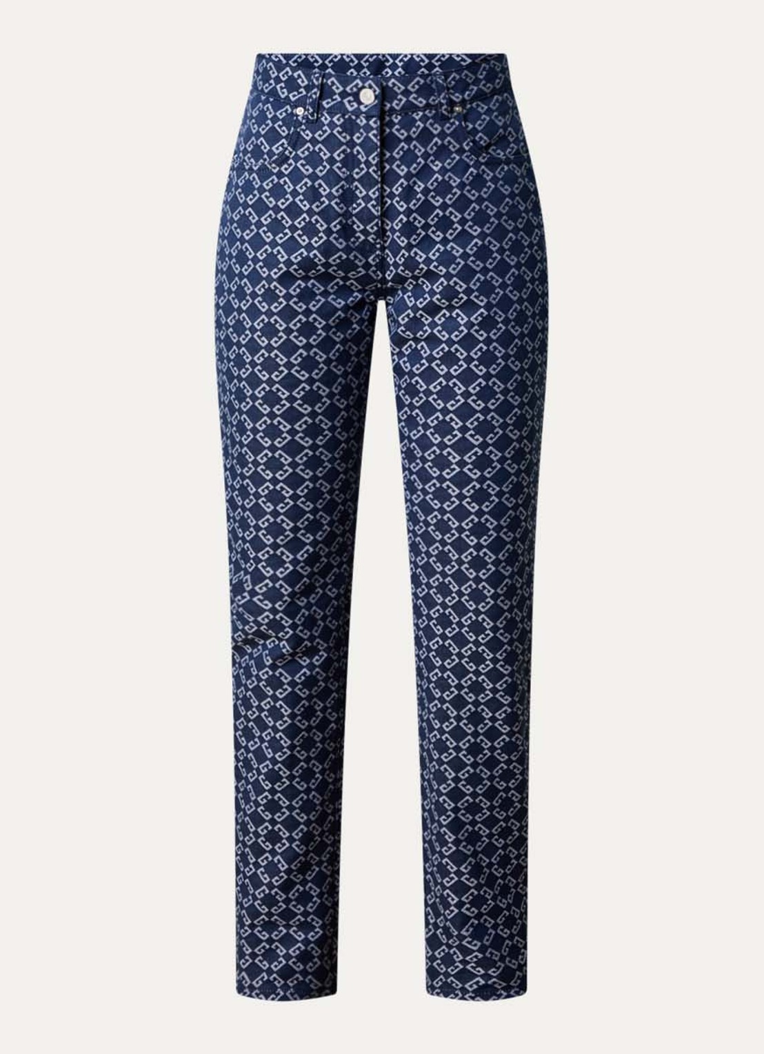 Givenchy High waist straight leg jeans met logoprint - voorkant 3 indigo