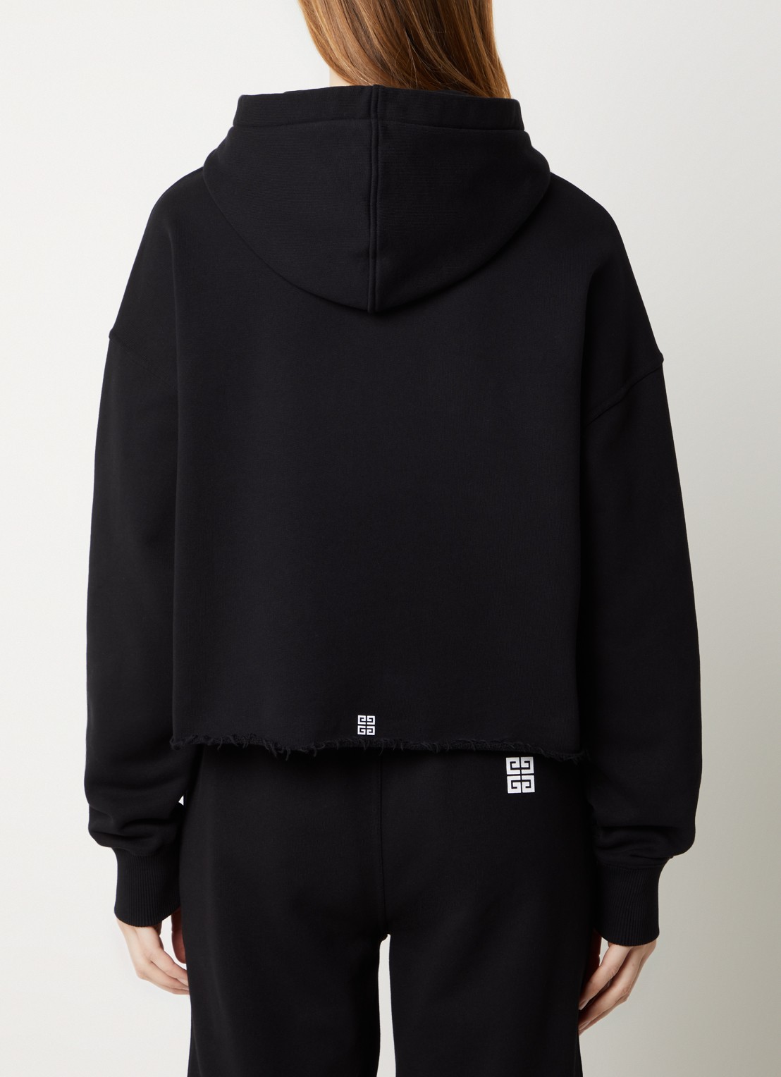Givenchy Hoodie met logoprint en gerafelde zoom - achterkant zwart