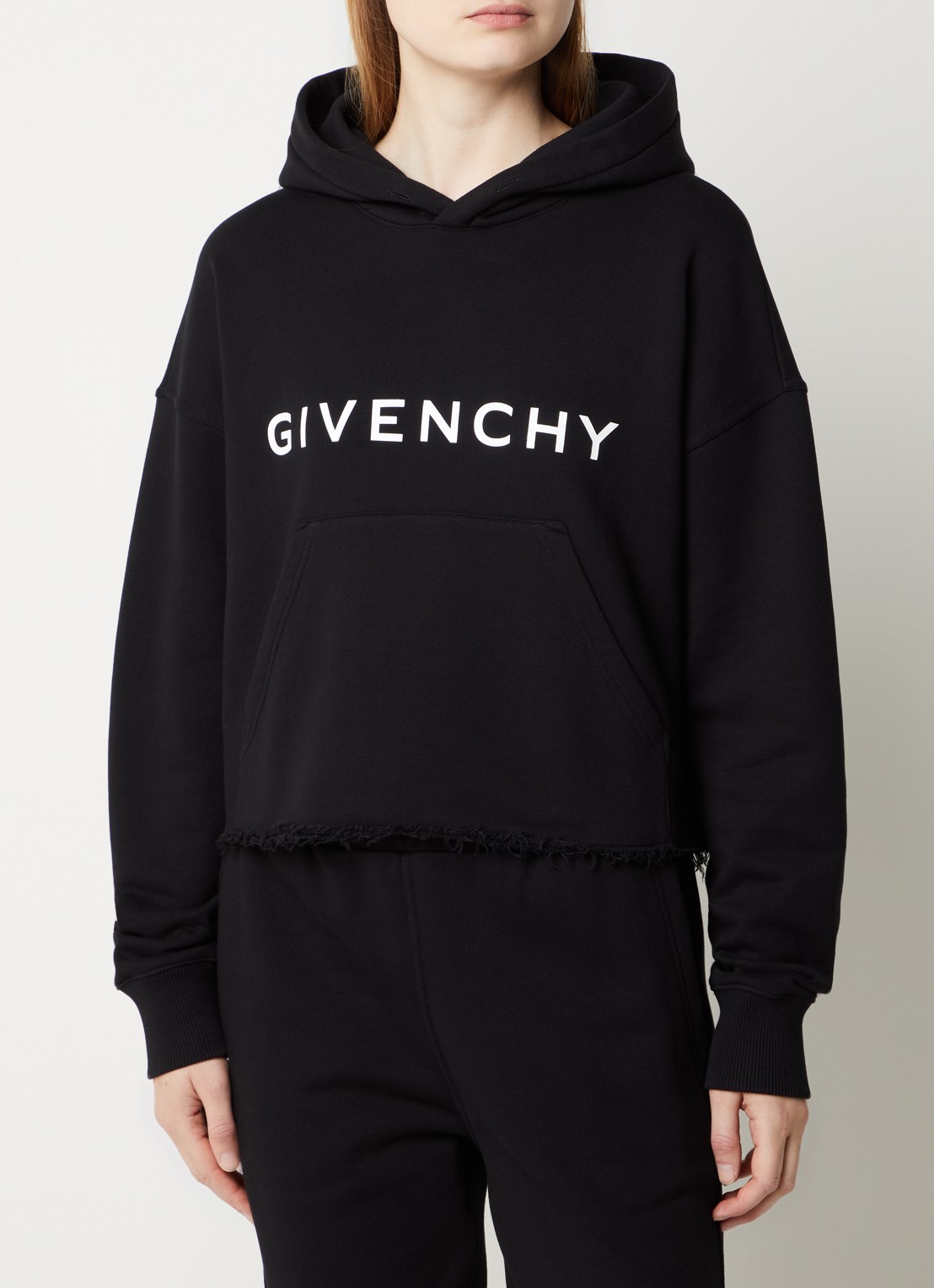Givenchy Hoodie met logoprint en gerafelde zoom - detail 4 zwart