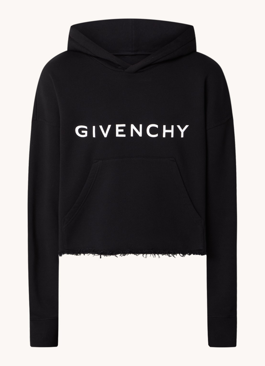 Givenchy Hoodie met logoprint en gerafelde zoom - voorkant 2 zwart