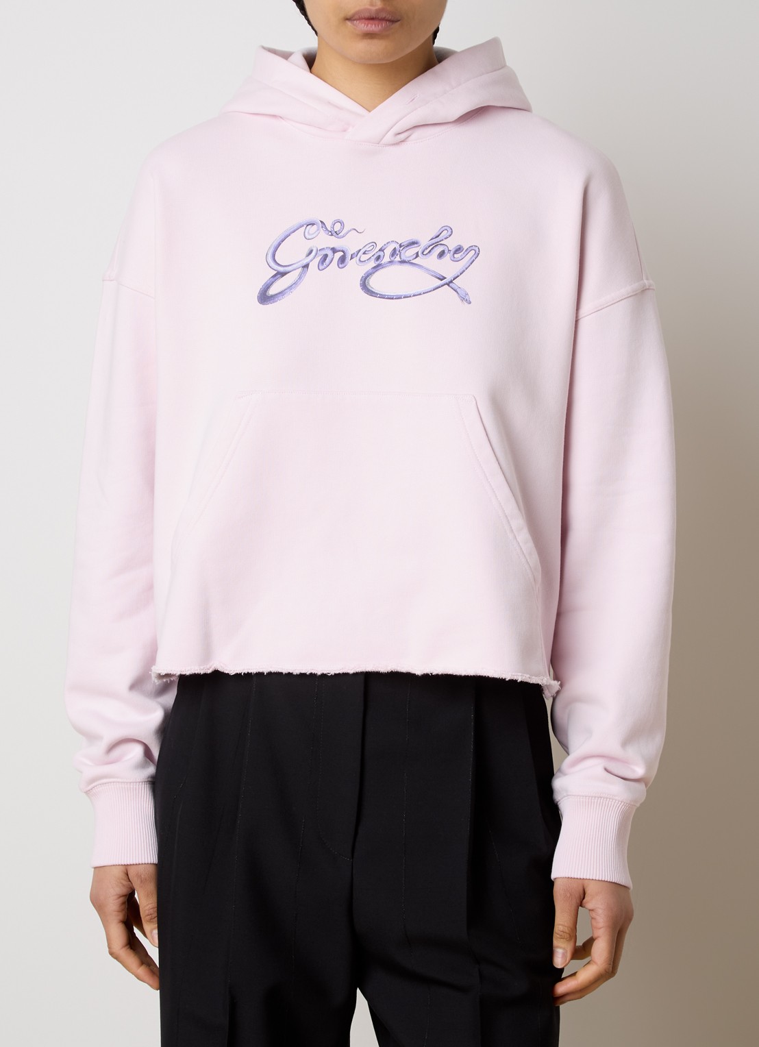 Givenchy Hoodie met logoprint en gerafelde zoom - detail 4 lichtroze