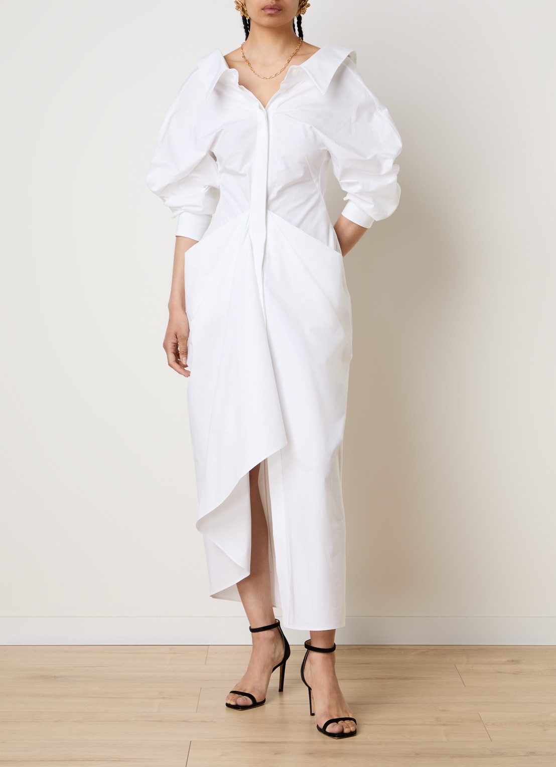 Givenchy Midi blouse jurk met kraag - detail 4 wit