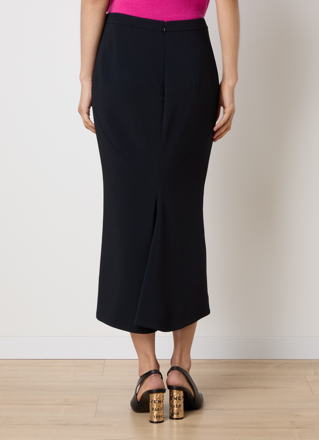 Givenchy Midi kokerrok met asymmetrisch detail - achterkant 5 zwart