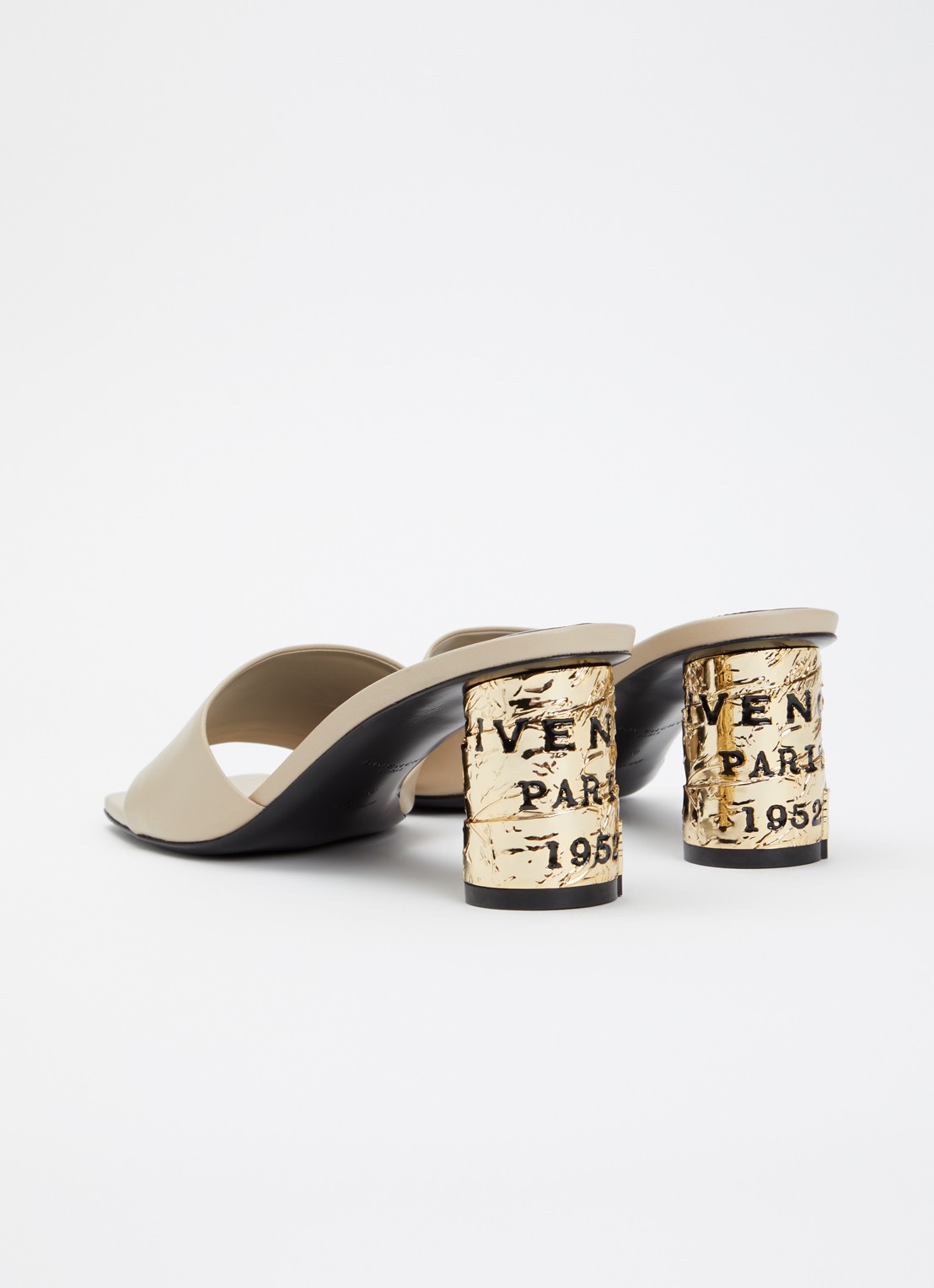 Givenchy Muiltje van kalfsleer met metallic details - achterkant 5 beige
