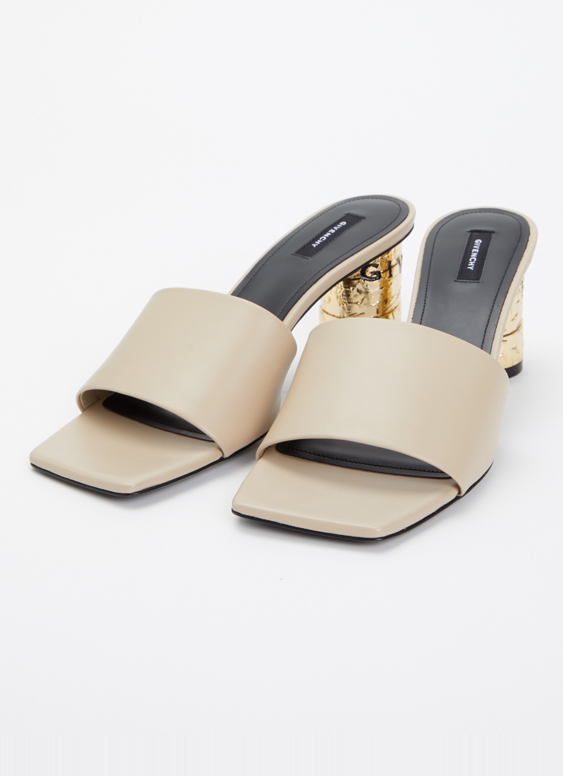 Givenchy Muiltje van kalfsleer met metallic details - detail beige