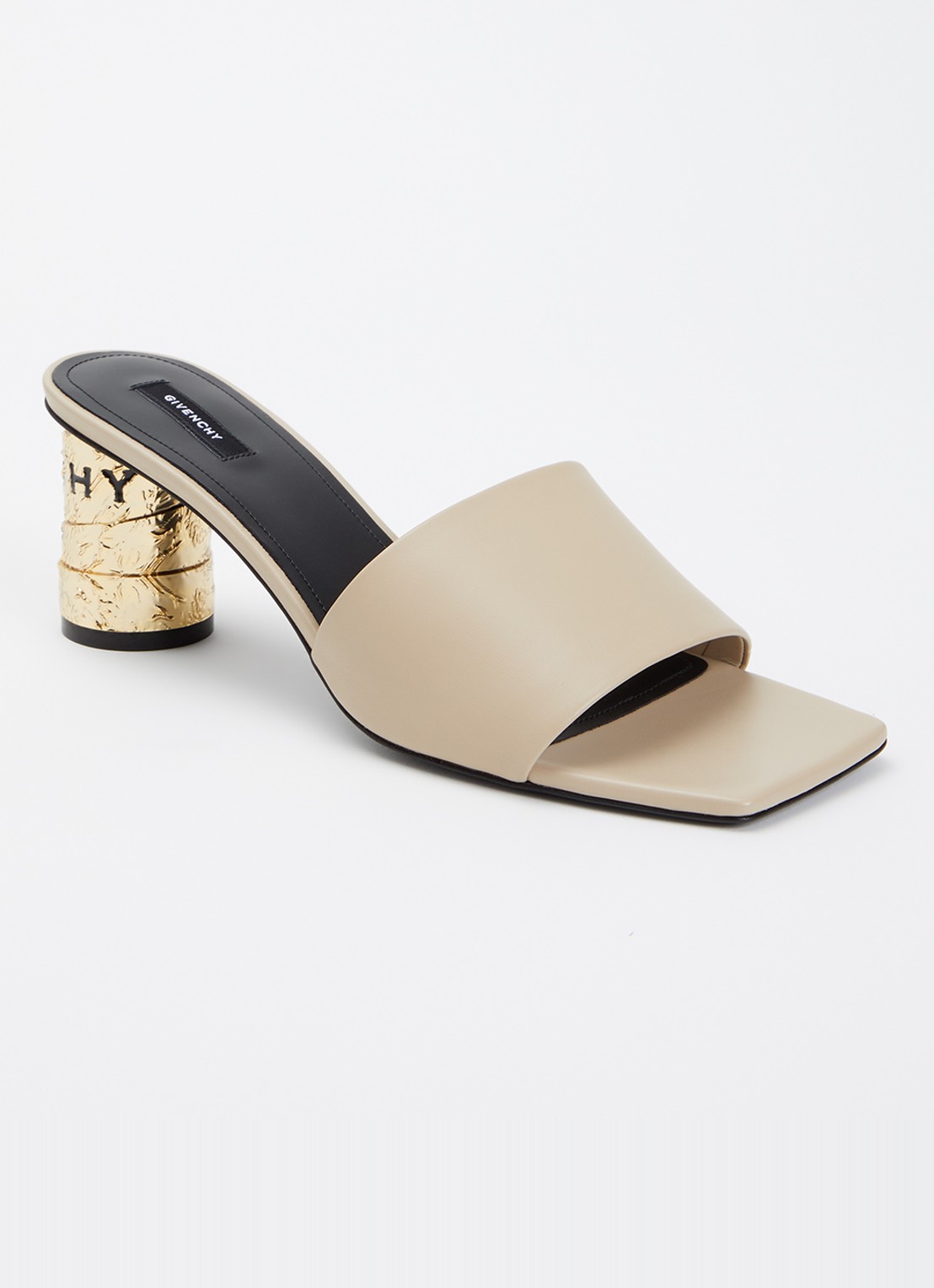 Givenchy Muiltje van kalfsleer met metallic details - voorkant 6 beige