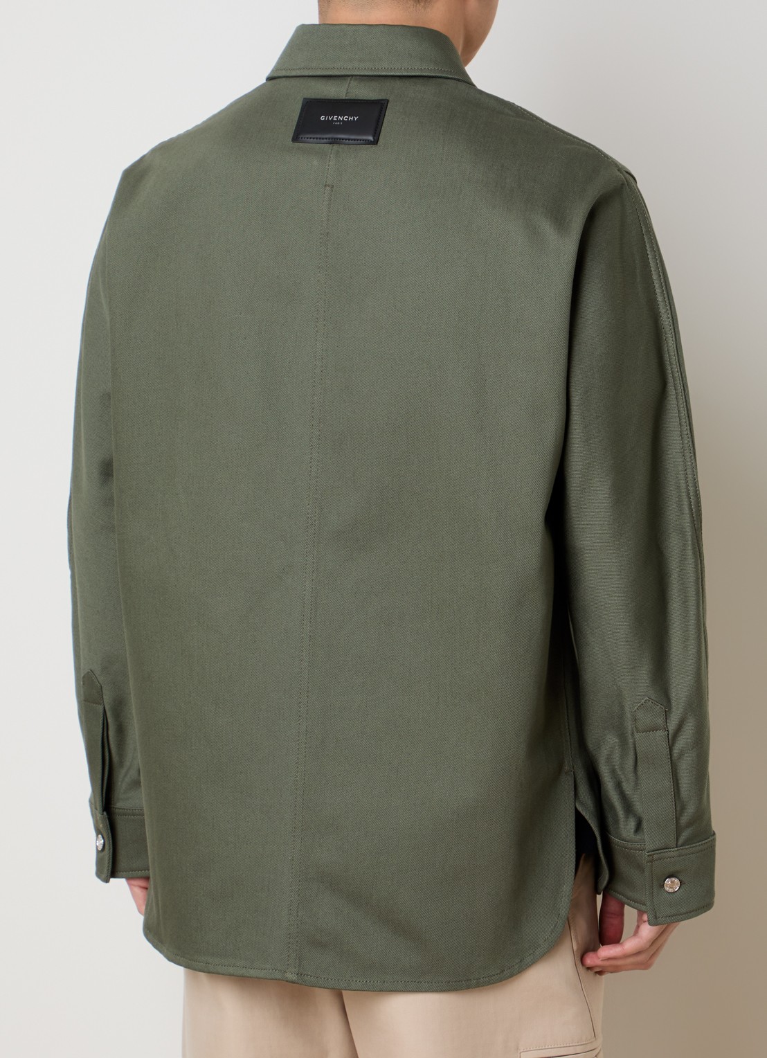 Givenchy Overshirt van denim met opgestikte zak - achterkant 3 legergroen