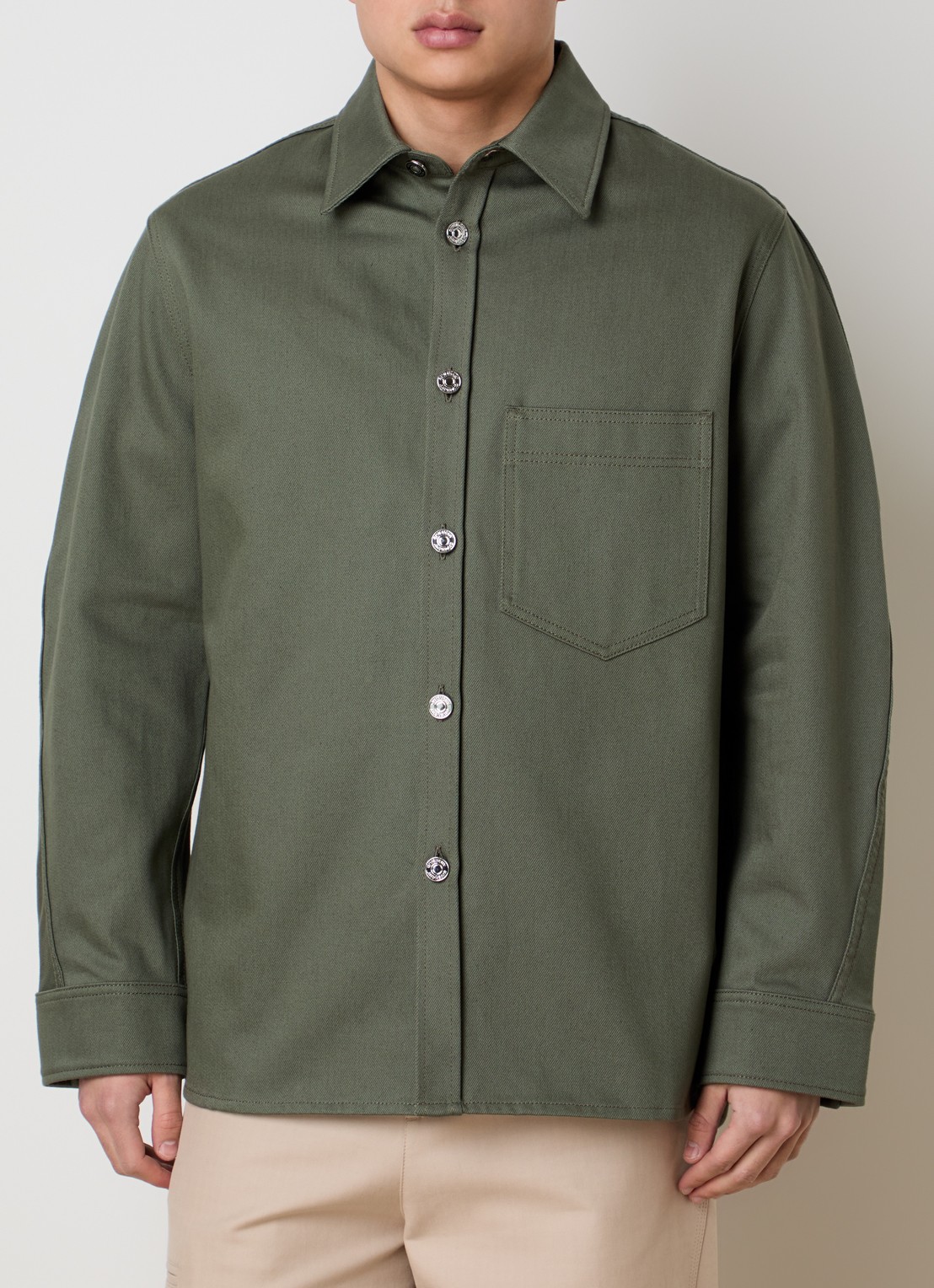 Givenchy Overshirt van denim met opgestikte zak - detail 4 legergroen
