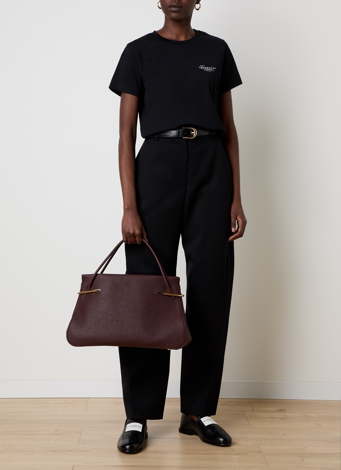 Givenchy Pinch Large handtas van kalfsleer met structuur - voorkant 7 aubergine