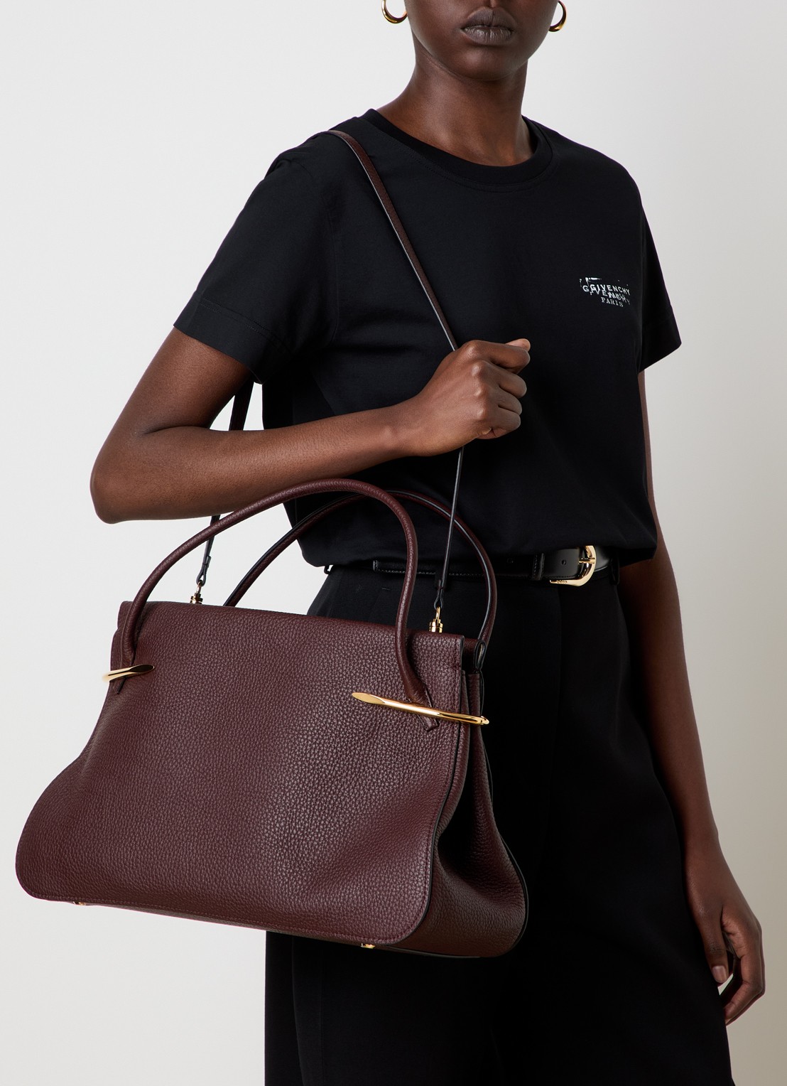 Givenchy Pinch Large handtas van kalfsleer met structuur - voorkant 8 aubergine