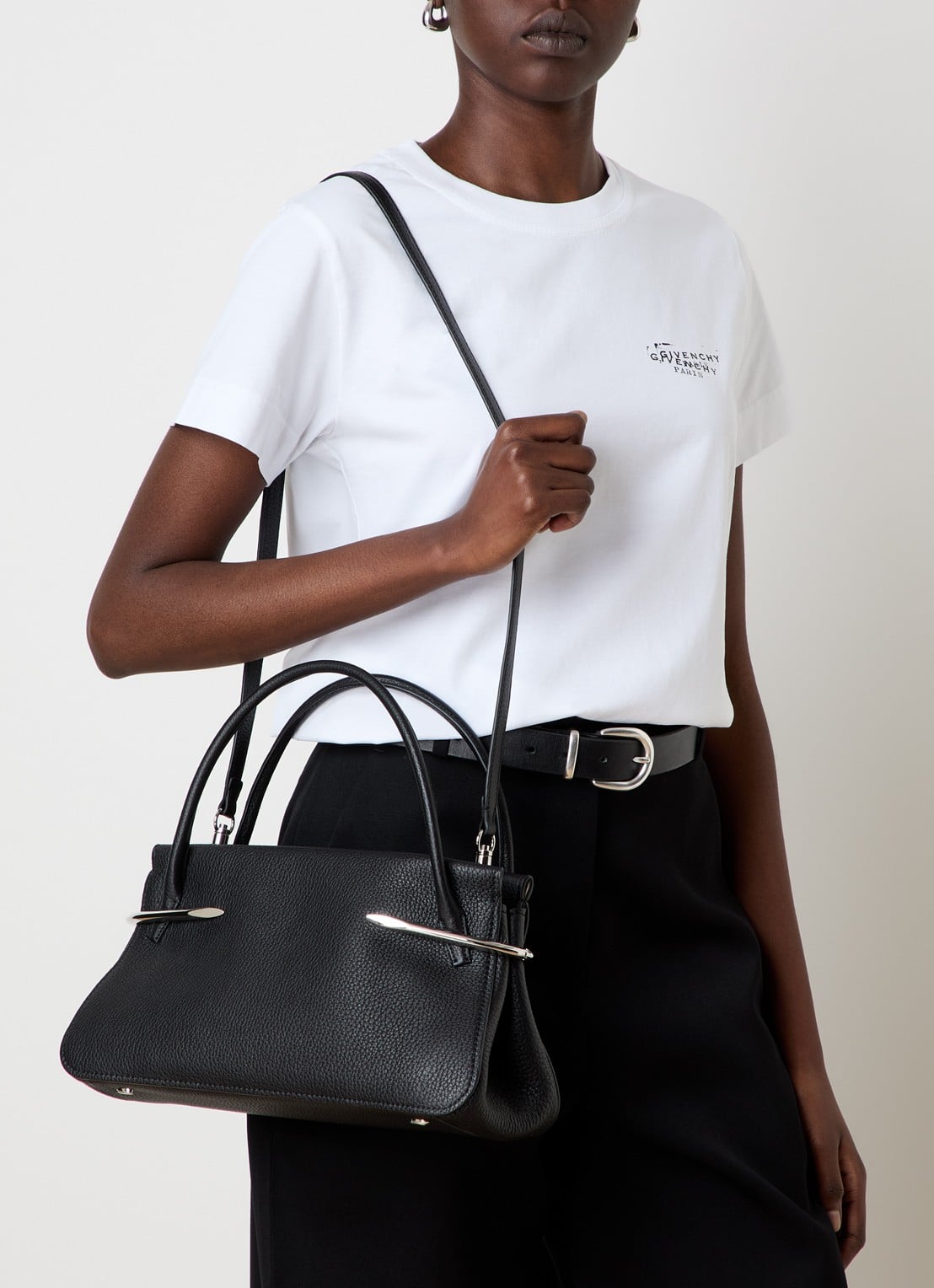 Givenchy Pinch Medium handtas van leer met afneembare schouderriem - voorkant 4 zwart